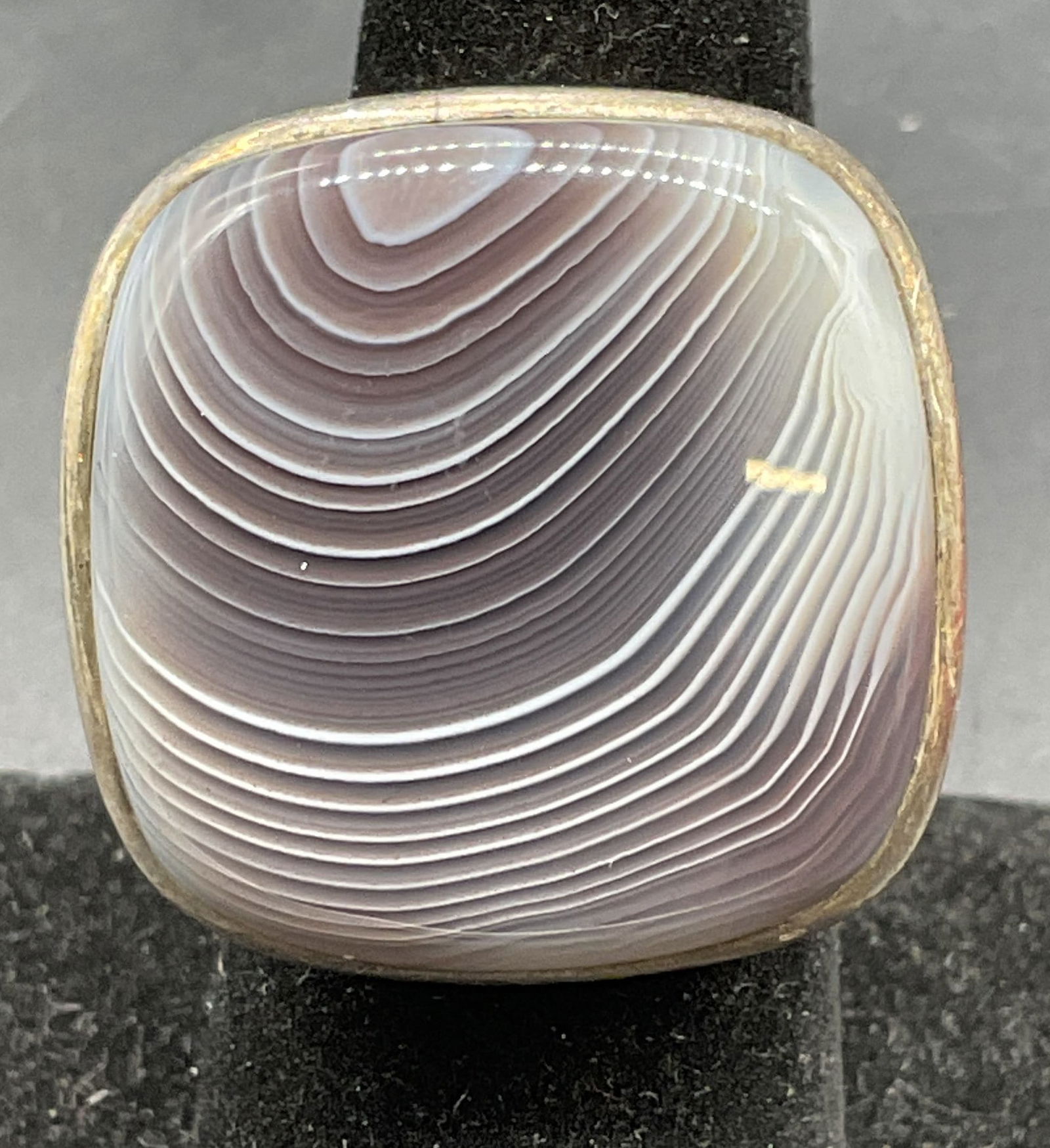 Sterling Silver Gray Banded Agate Ring (1 of 6)