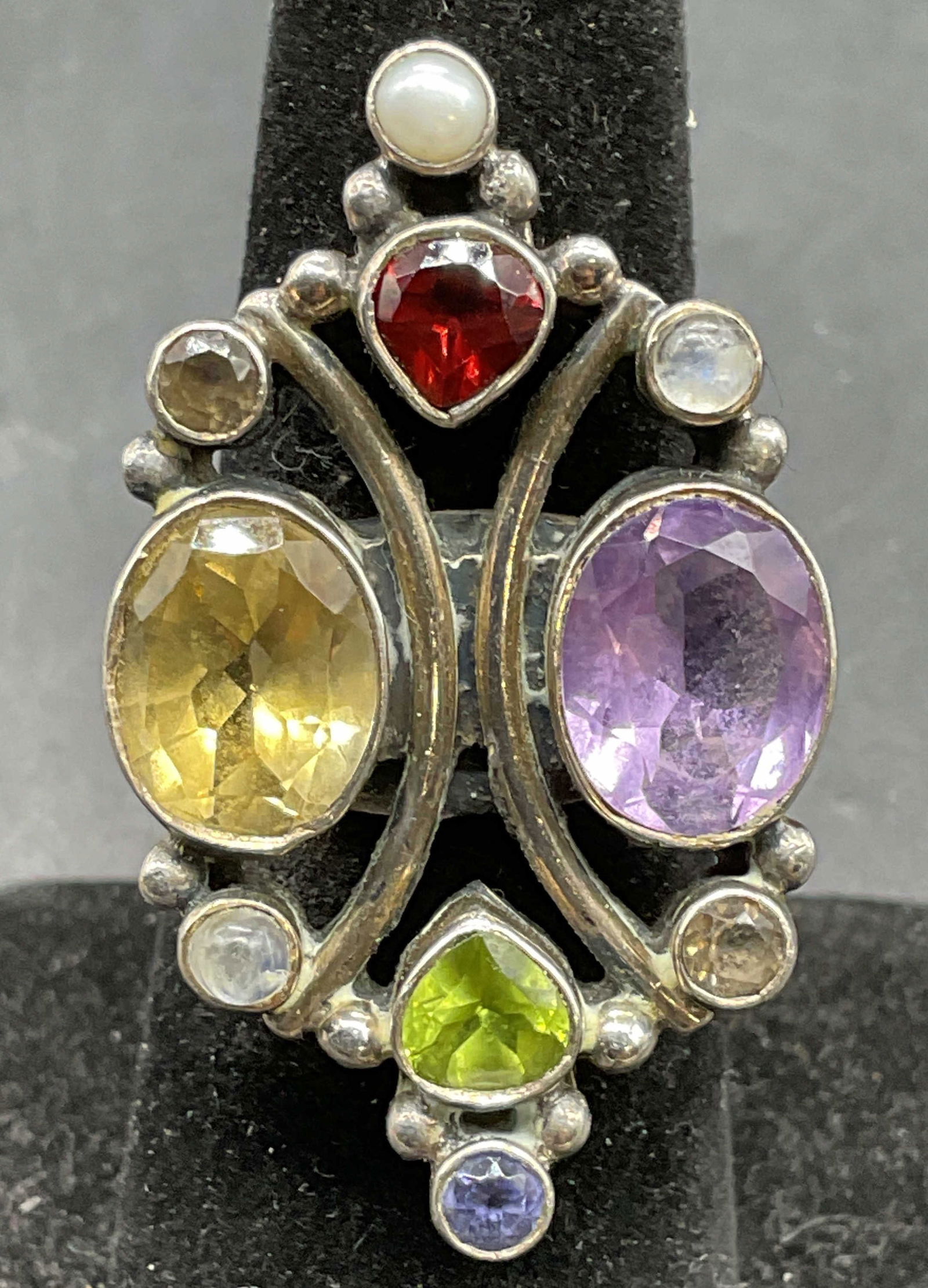 Sterling Silver Multicolor Semiprecious Ring (1 of 6)
