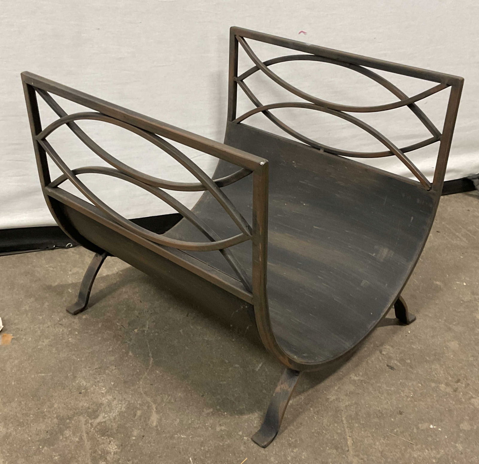 MCM Style Black Bronze Patina Iron Magazine Rack (1 of 6)