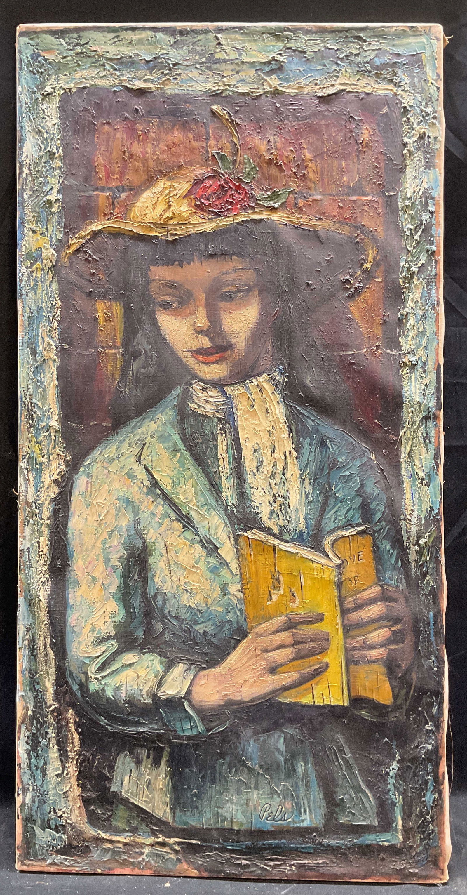 Signed Albert Pell Woman with Book Oil Painting 3f (1 of 6)