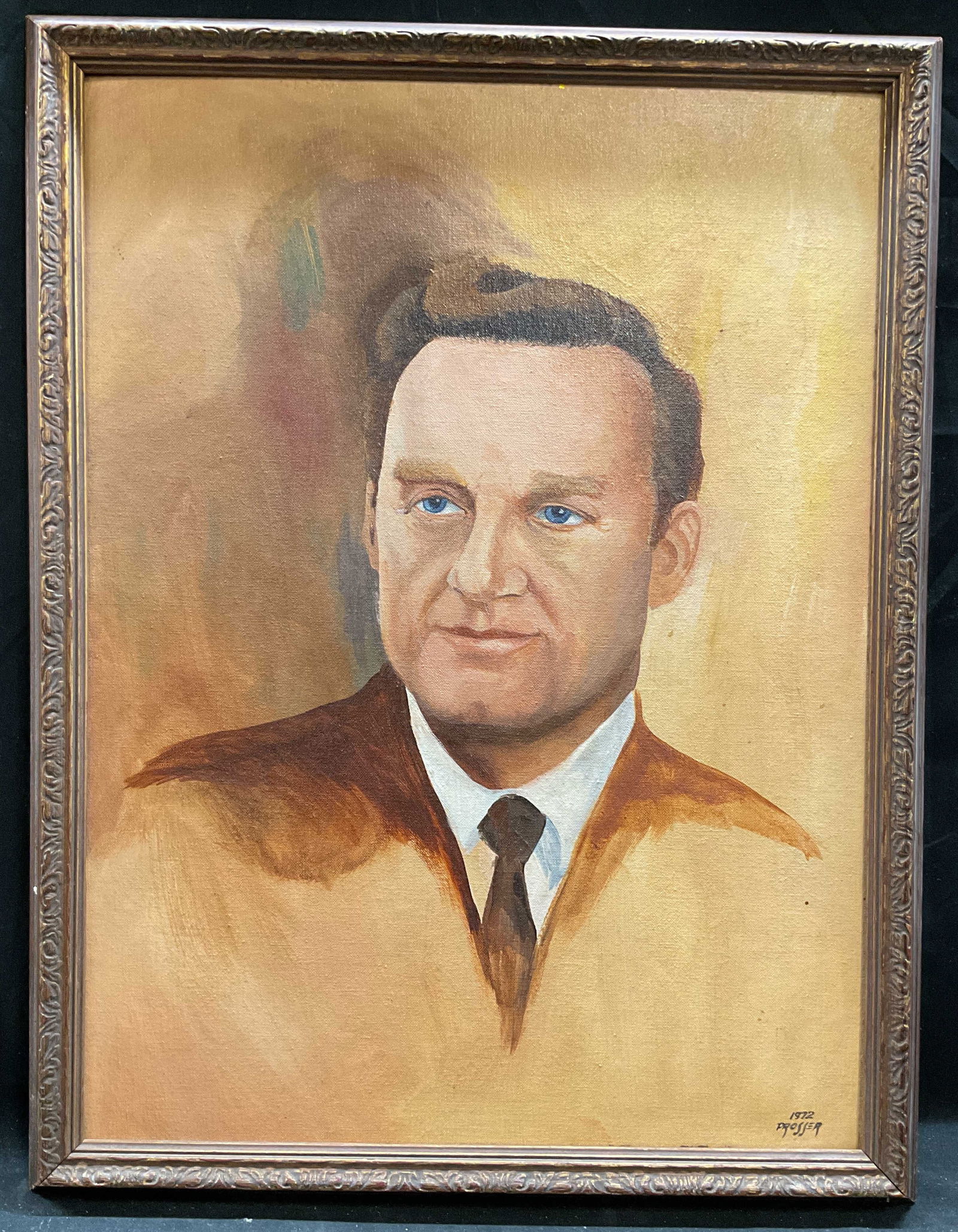 Signed Prosser Portrait Man Oil Painting 1972 26in (1 of 6)