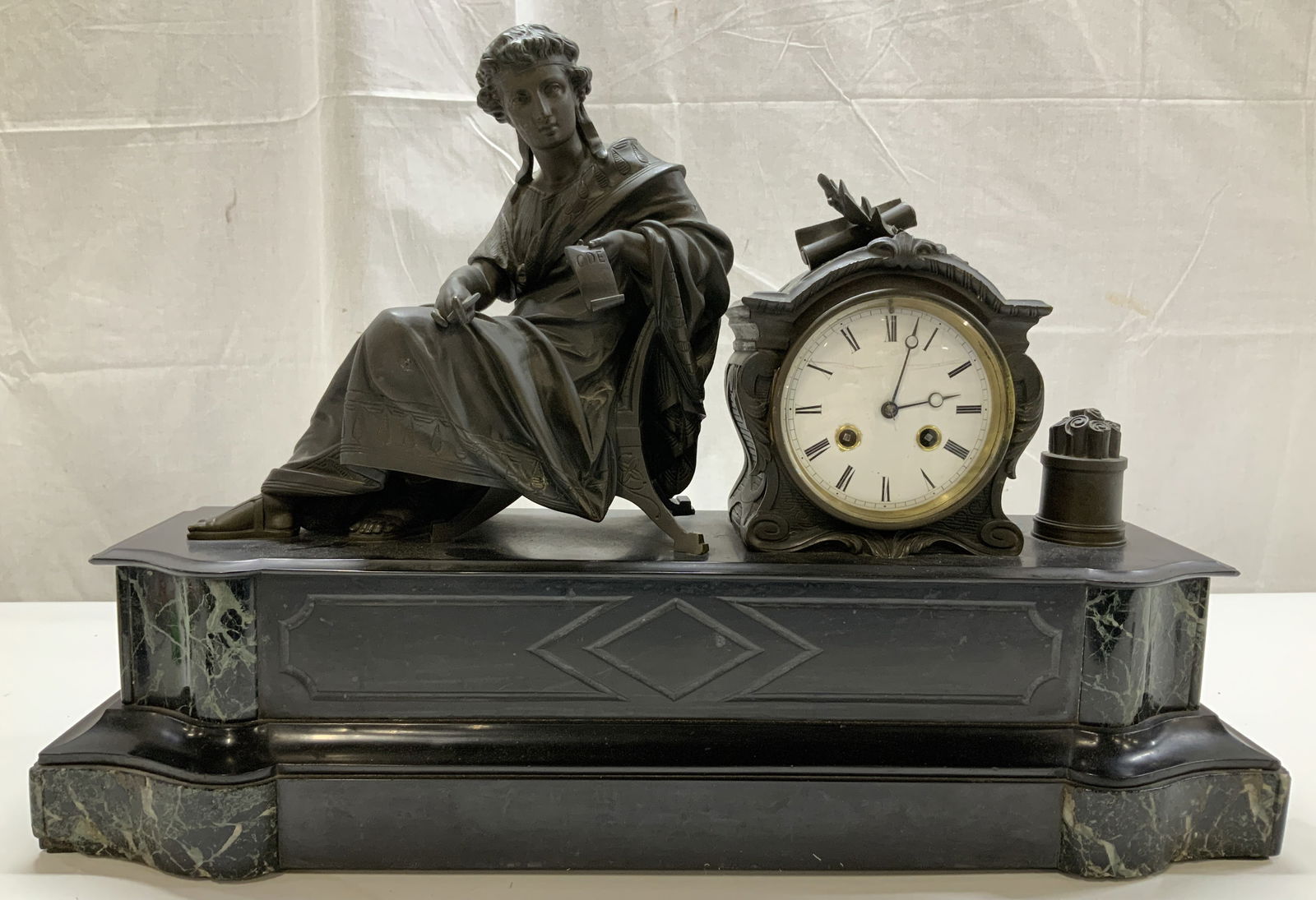 Antique French Style Bronze Figural Mantel Clock (1 of 8)