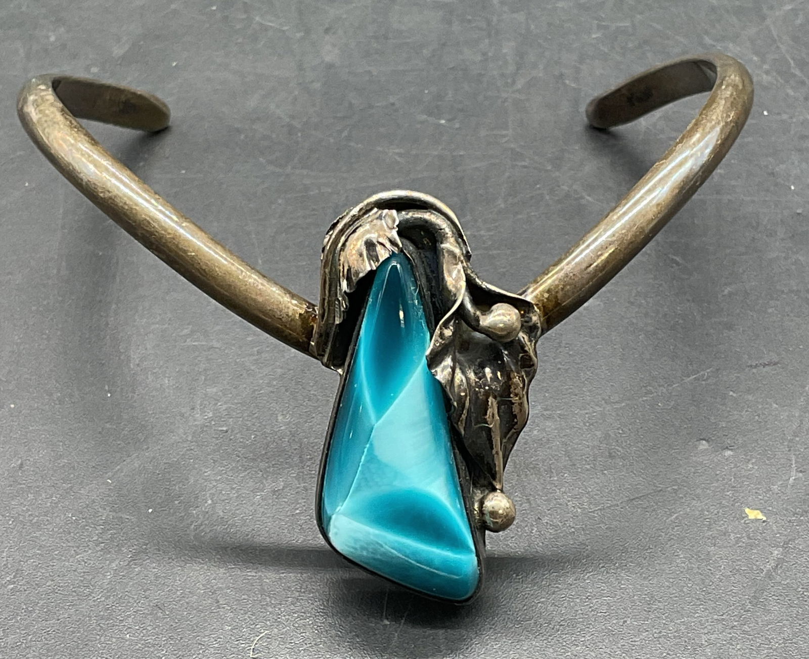 Sterling Silver Iridescent Blue Cuff Bracelet (1 of 6)