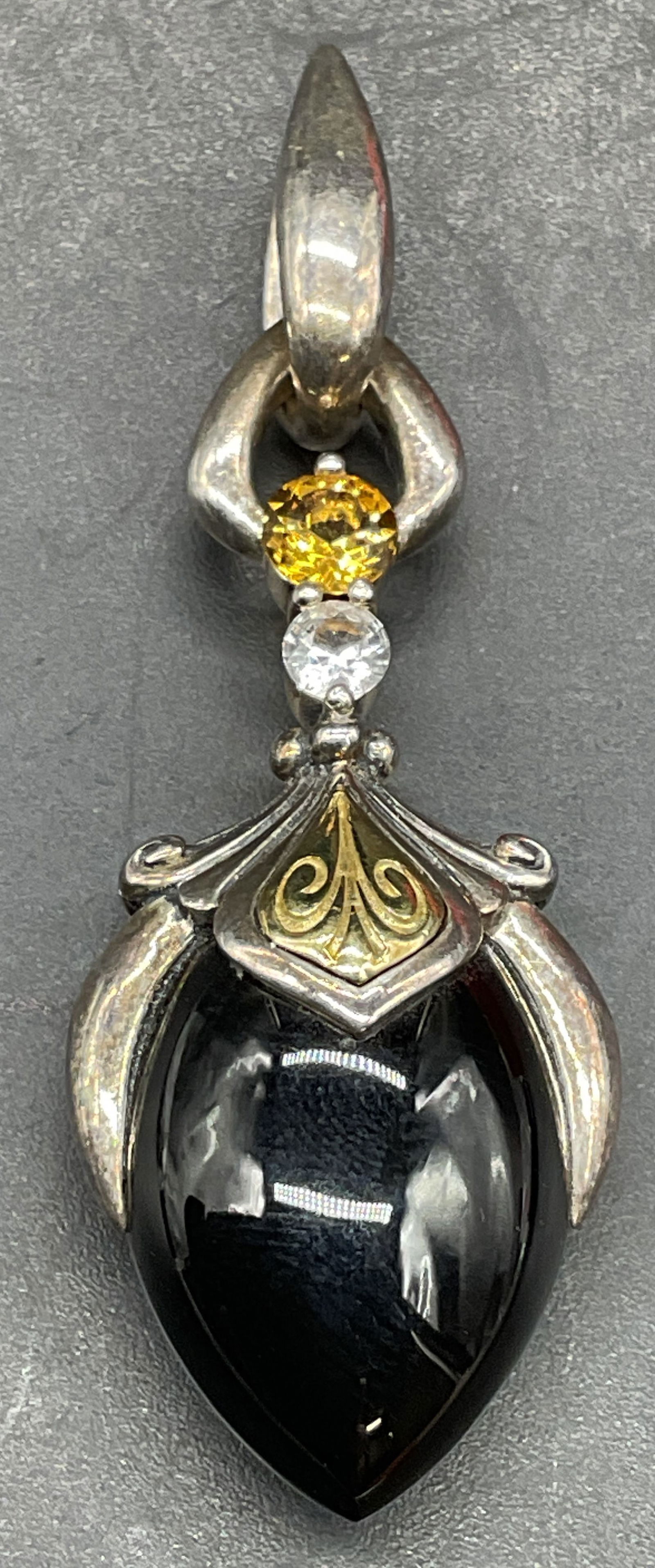 Ann King Sterling Silver 18K Gold Onyx Pendant (1 of 6)
