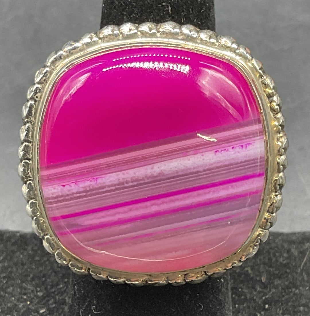 AKR Sterling Silver Pink Agate Statement Ring (1 of 6)