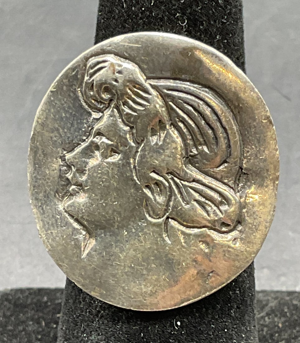 Sterling Silver Art Nouveau Style Portrait Ring (1 of 6)