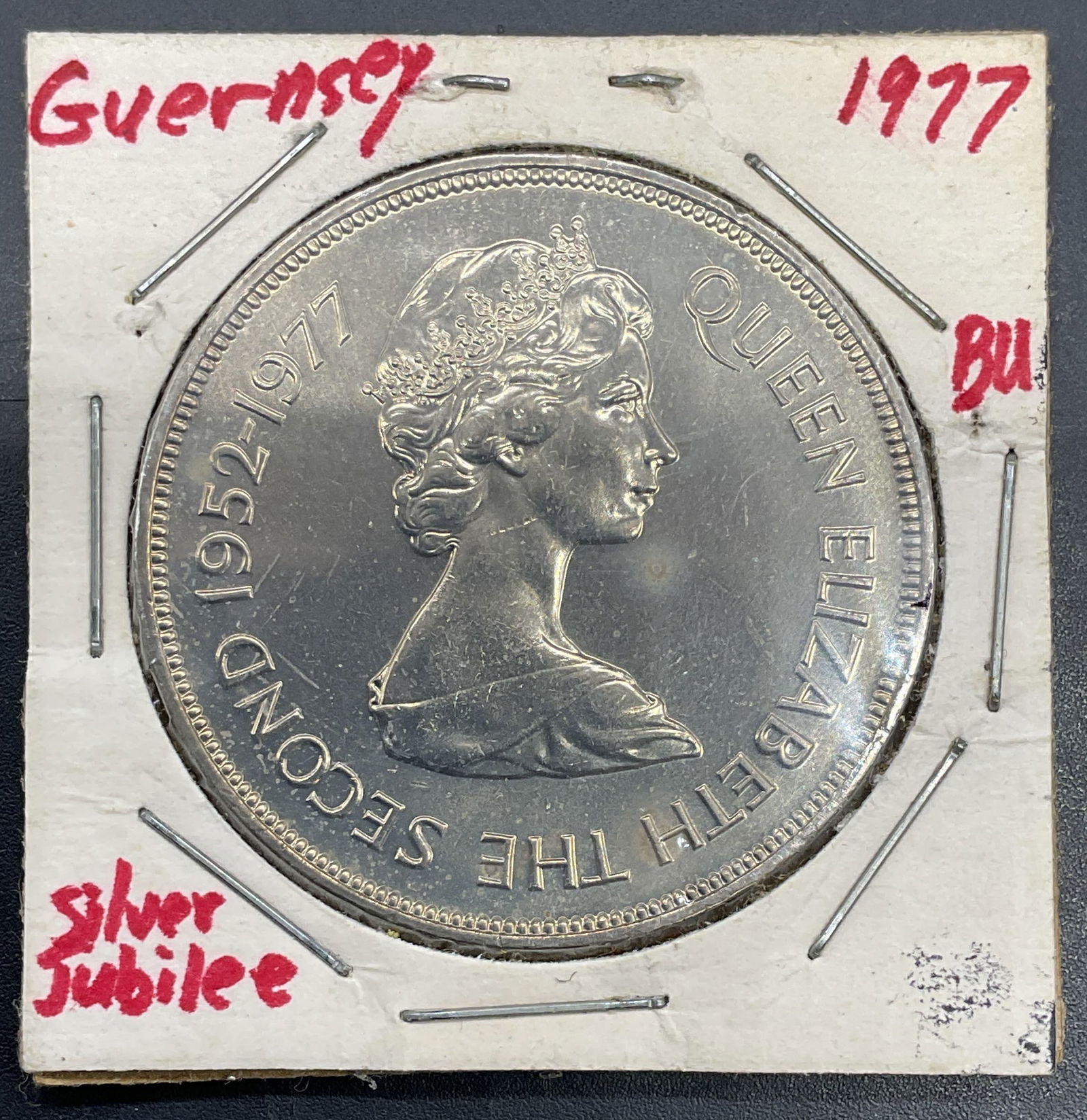 1977 Guernsey Queen Elizabeth Silver Jubilee Coin (1 of 5)