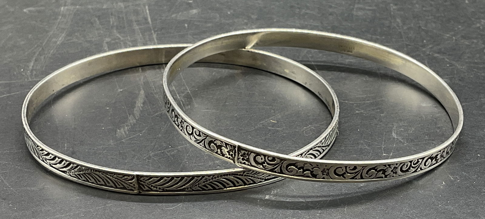Pair Beau Sterling Silver Bangle Bracelets (1 of 6)