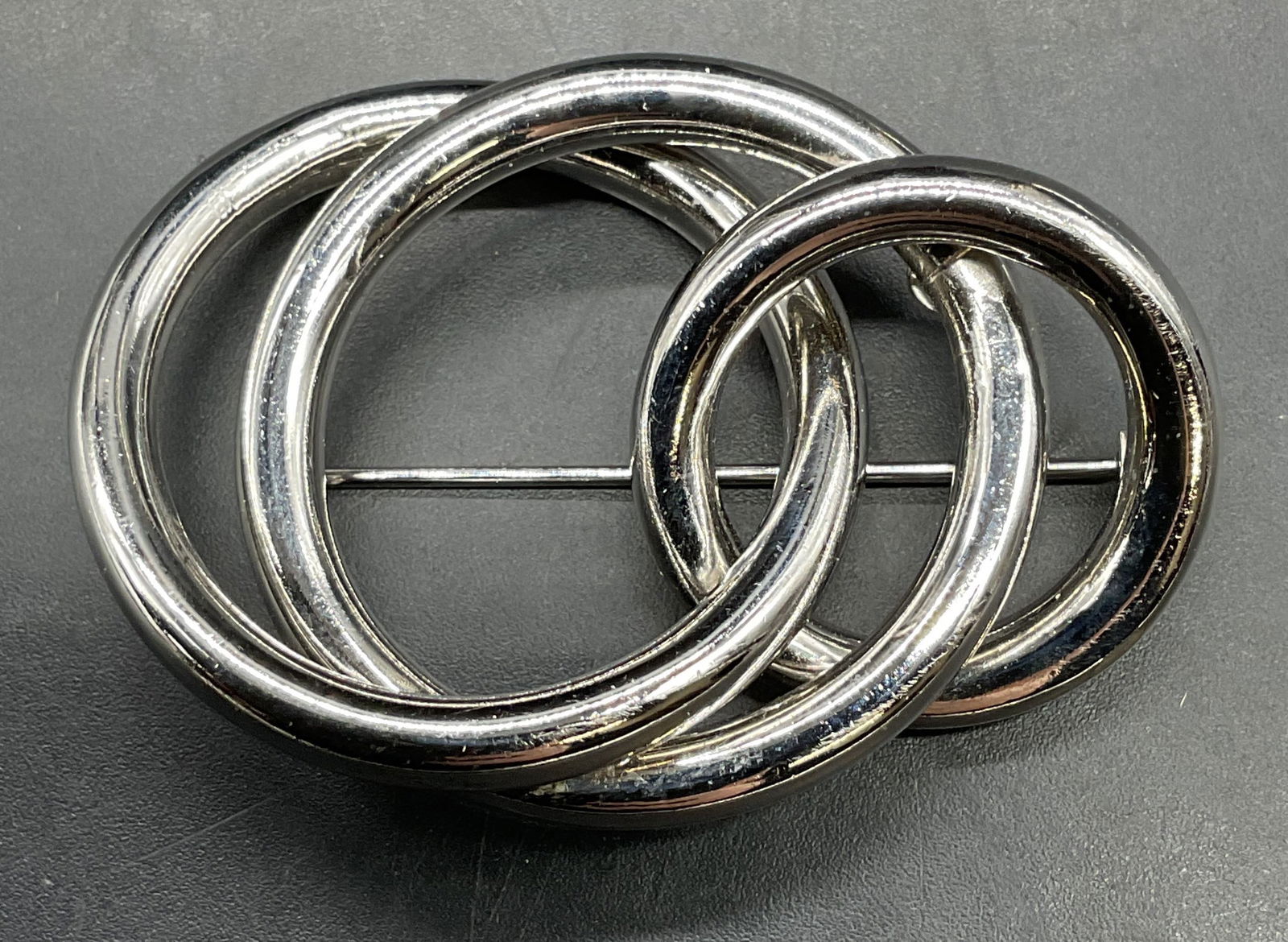 Signed Sterling Silver Interlocking Circle brooch (1 of 7)