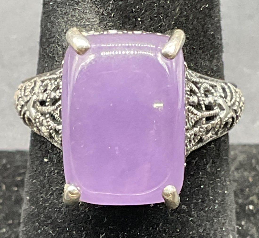 Signed Sterling Silver Purple Semiprecious Ring (1 of 6)