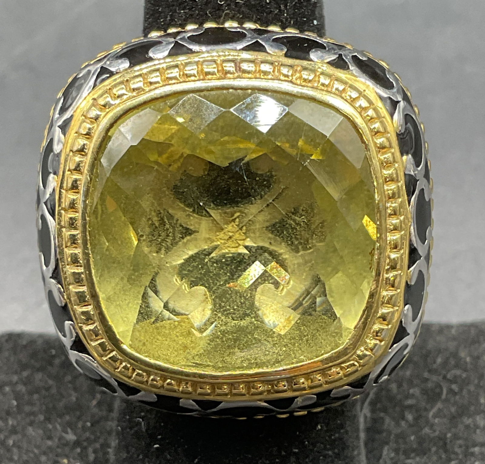 Signed Sterling Silver Yellow Semiprecious Ring (1 of 6)