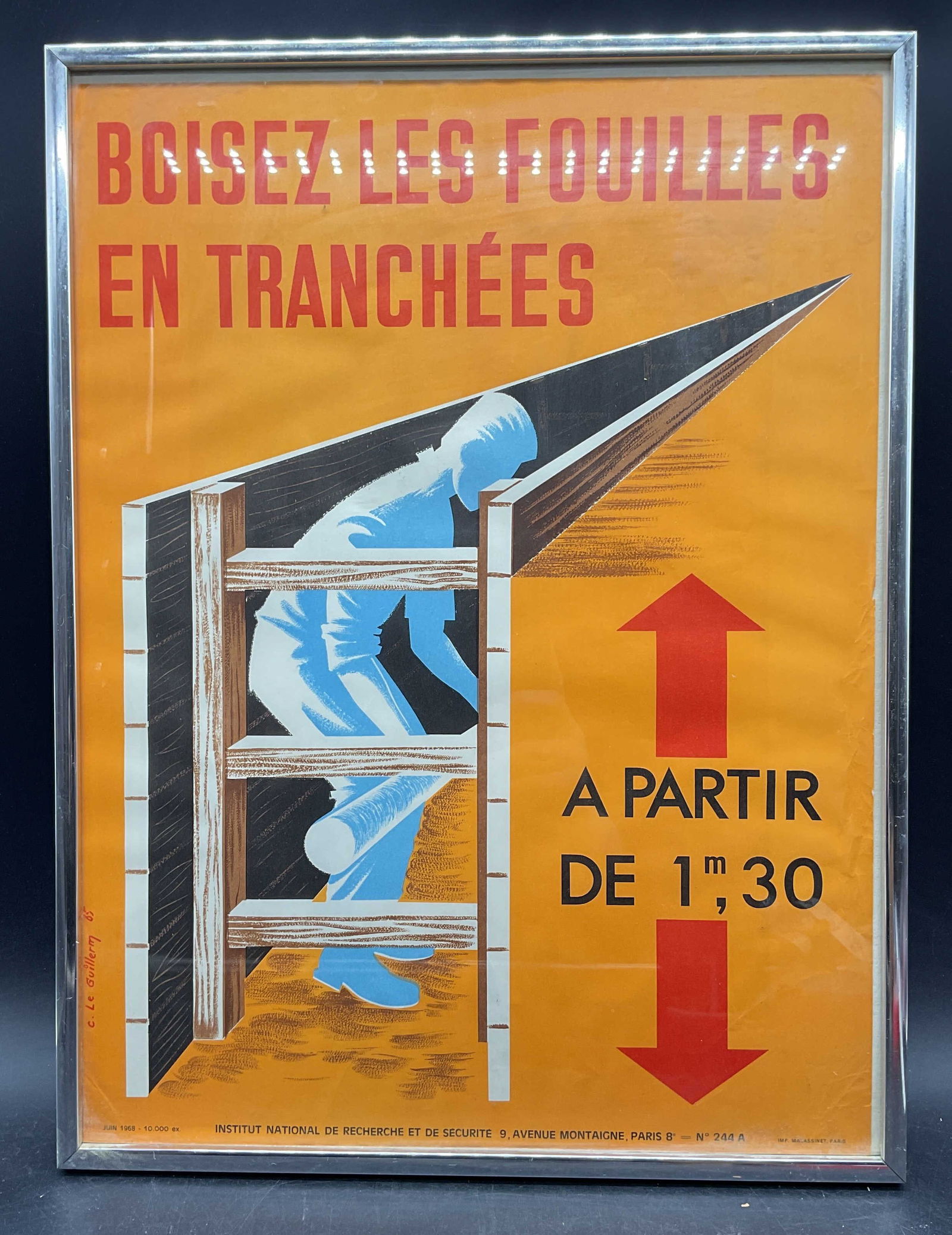 Framed 1968 French Industrial Safety Poster (1 of 6)