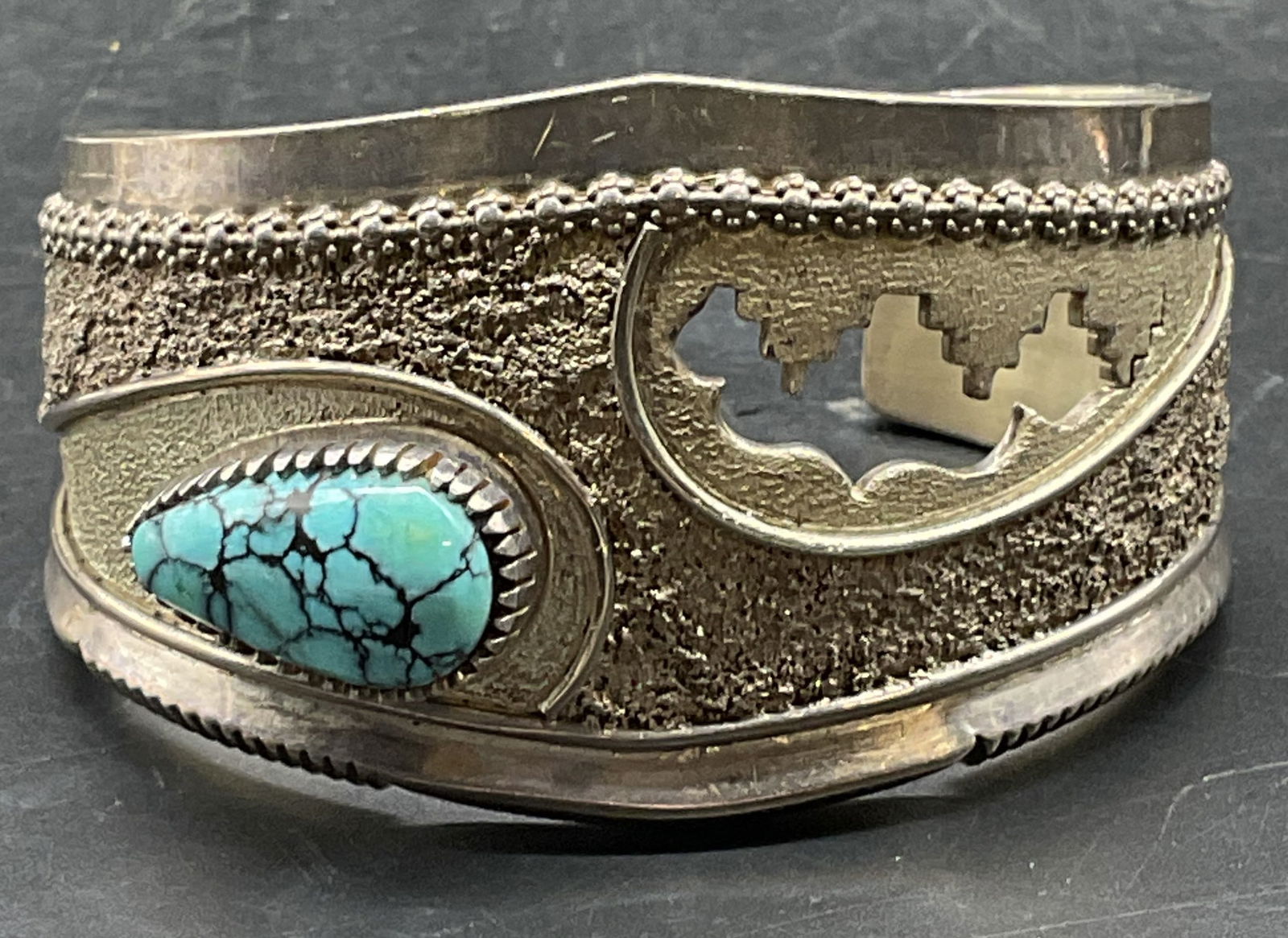 L M Nez Navajo Sterling Silver Turquoise Cuff (1 of 6)