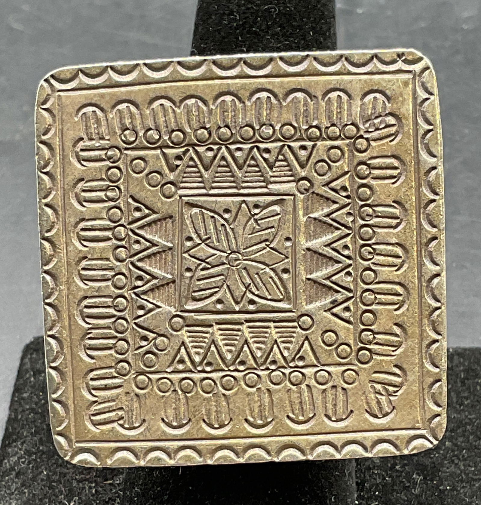 Sterling Silver Geometric Square Statement Ring (1 of 6)