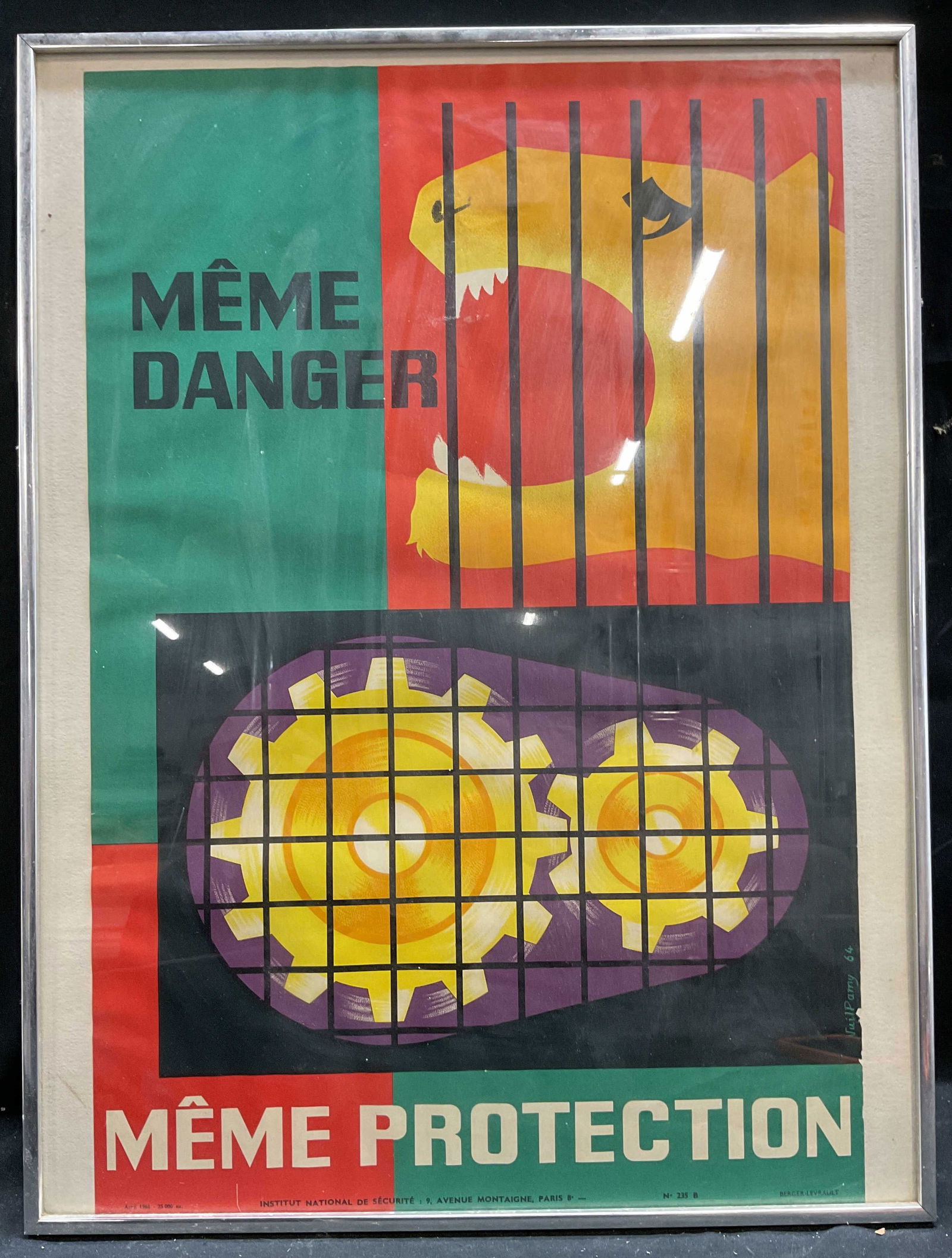 Framed 1966 French Industrial Safety Poster (1 of 6)