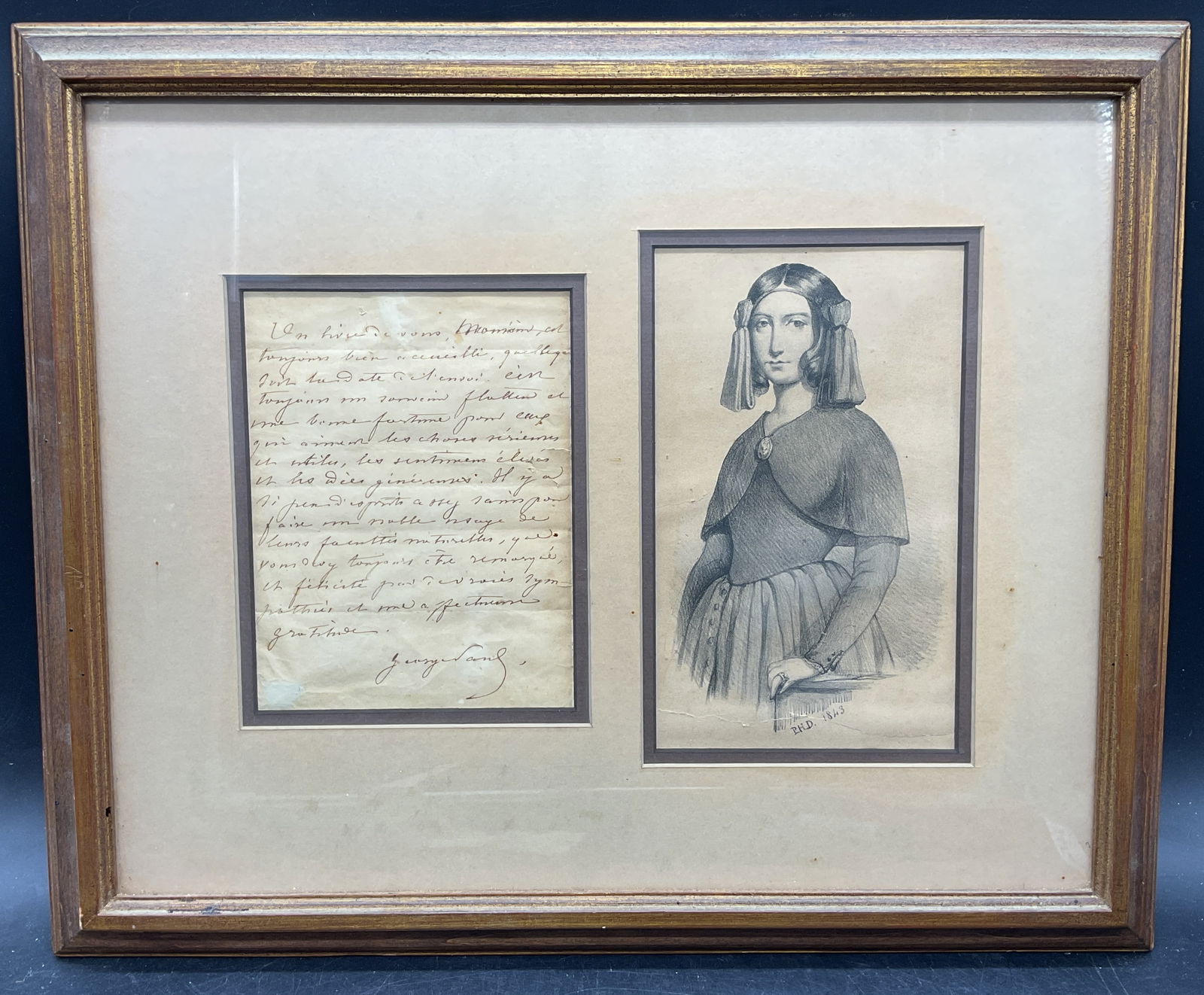 Framed Signed George Sand Letter & Print (1 of 6)
