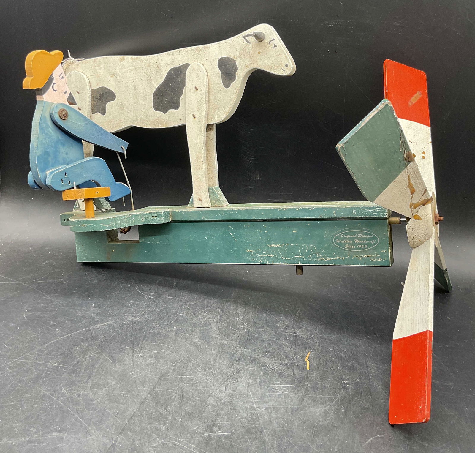 Walston Woodcraft Man Milking Cow Whirligig (1 of 7)