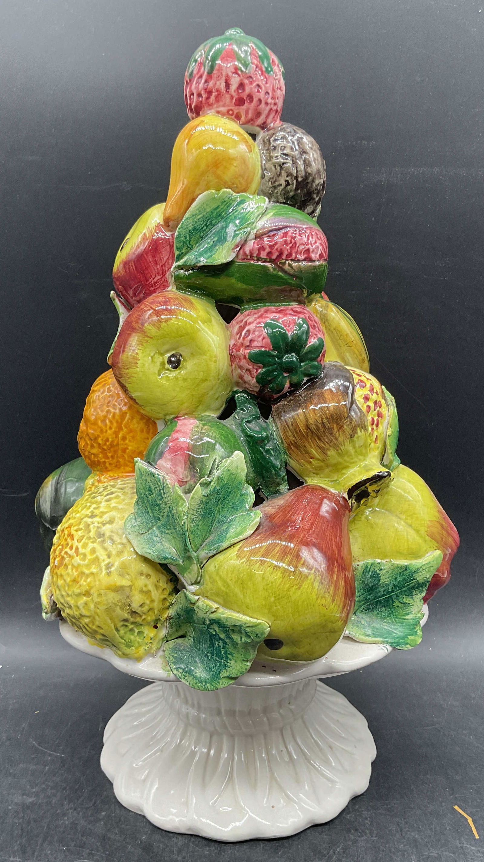 Vtg Ceramic Fruit Centerpiece, Italy, 15 In Tall (1 of 6)