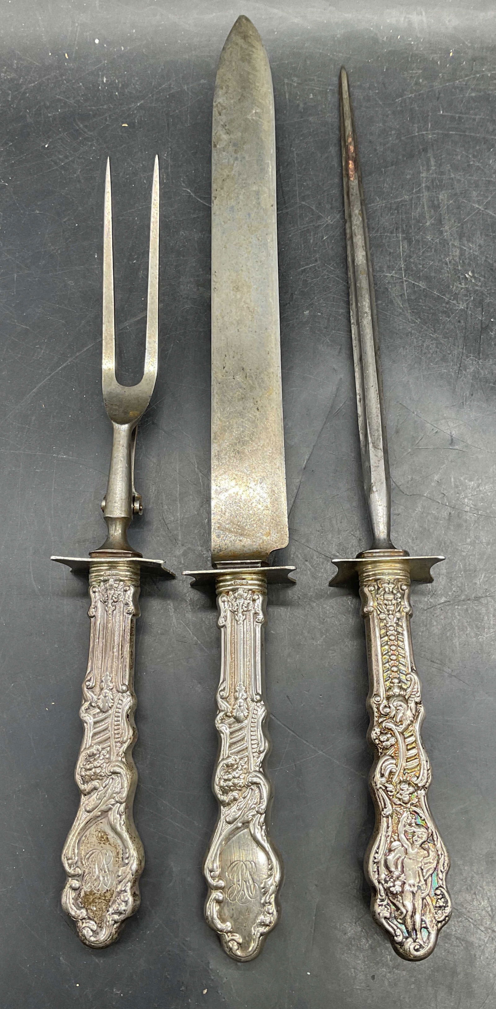 3 Vintage Hallmarked Sterling Silver Carving Set (1 of 7)