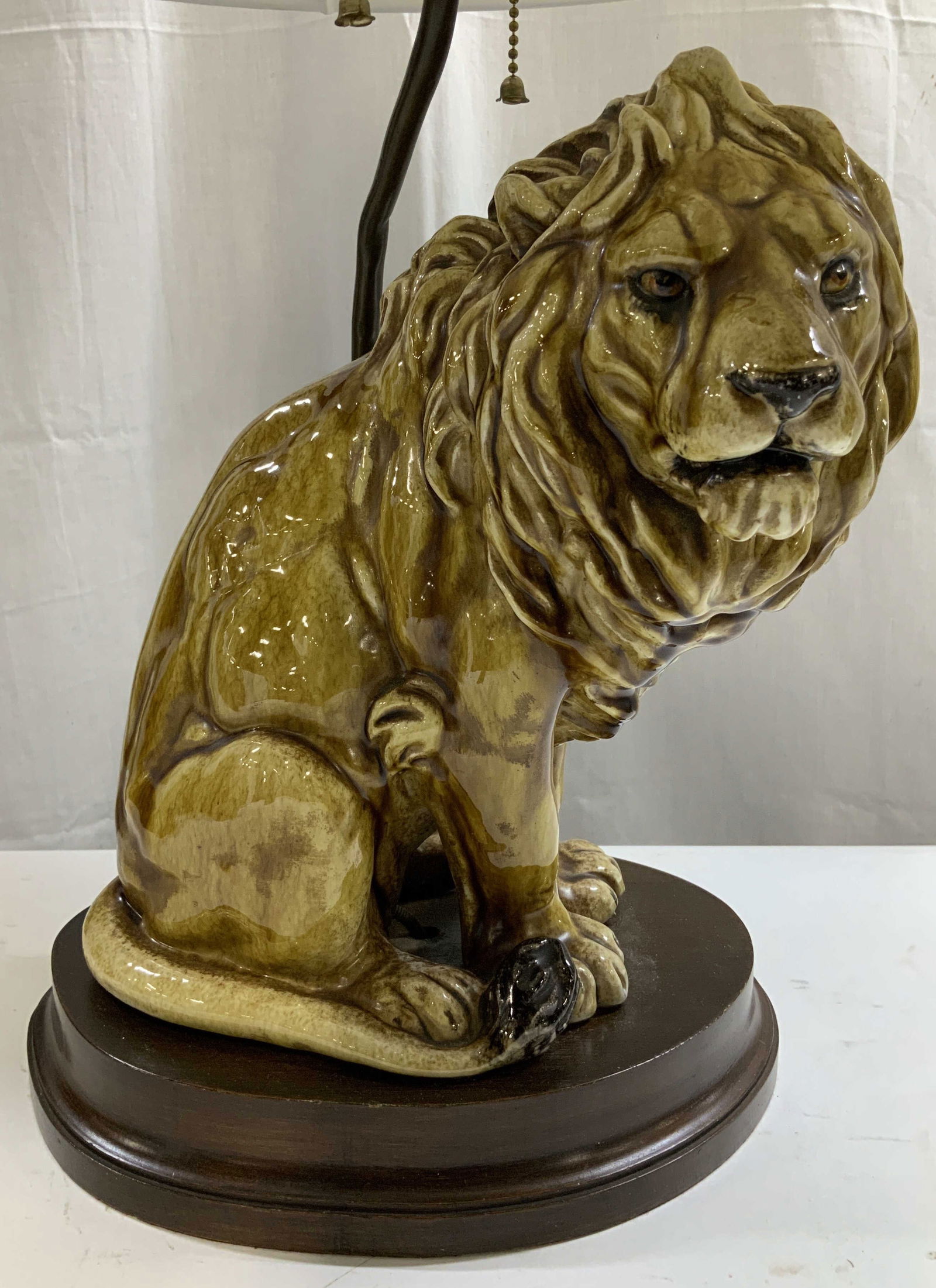 Vtg Glazed Terracotta Seated Lion Table Lamp (1 of 6)