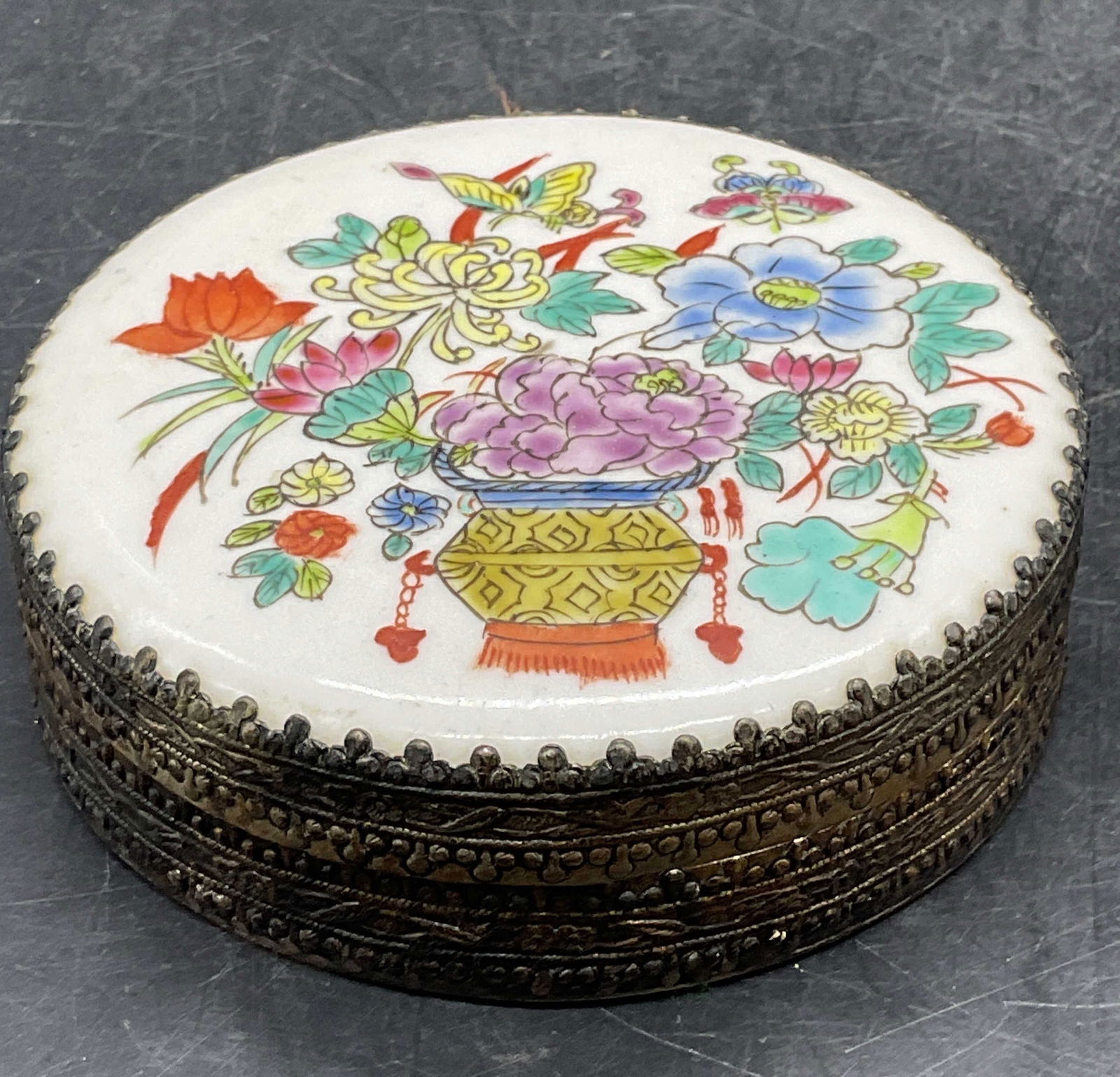Chinese Silver Pl Porcelain Dresser Jewelry Box (1 of 6)