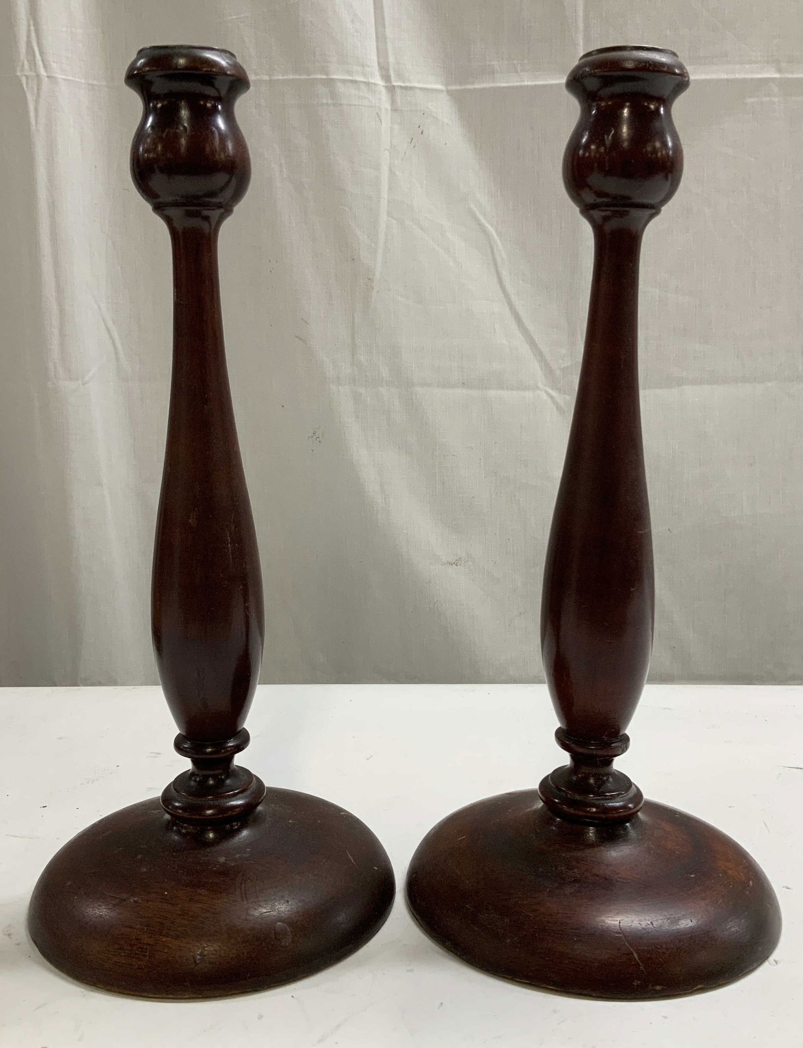 Vtg Pair Turned Wooden Candlestick Holders (1 of 6)
