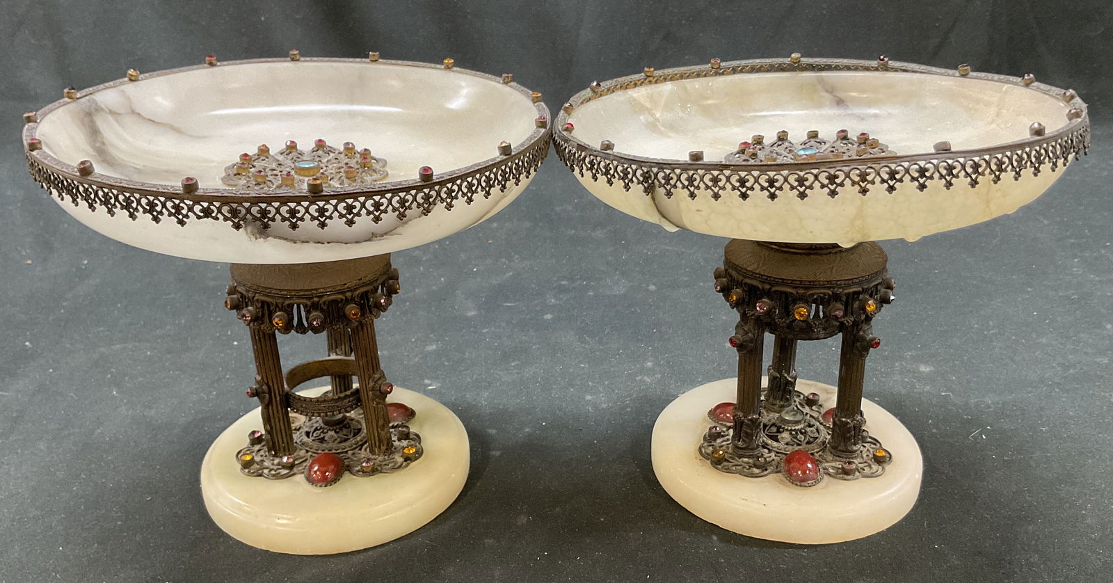 Pair Vintage Italian Alabaster Compotes (1 of 10)