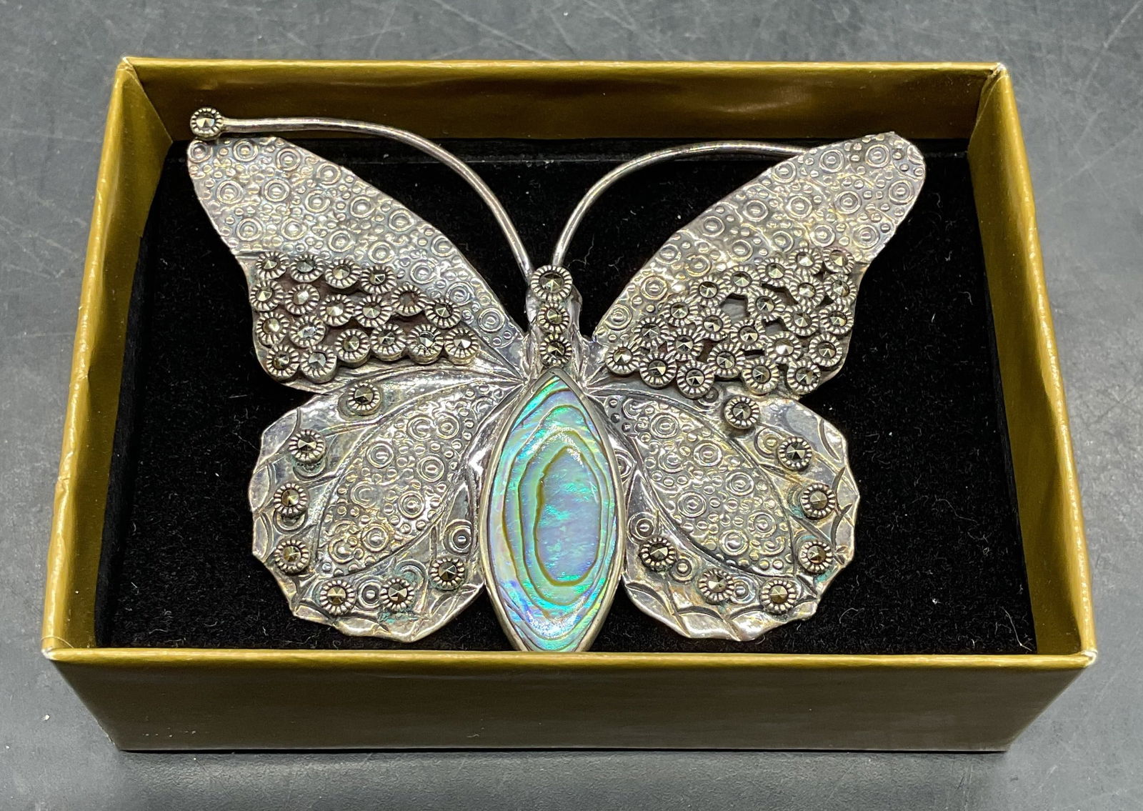 Sterling Silver Abalone Butterfly Brooch (1 of 7)