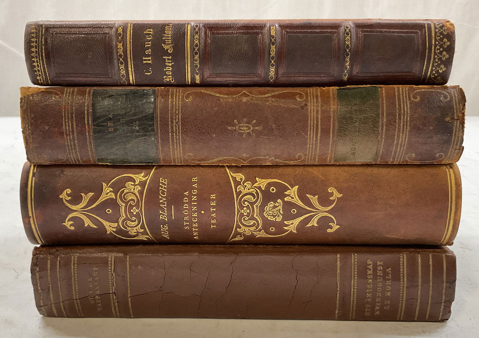 Lot 4 Antq Lthr&Gilt Illustr Bks 1800s-1900s Fulton+ (1 of 15)