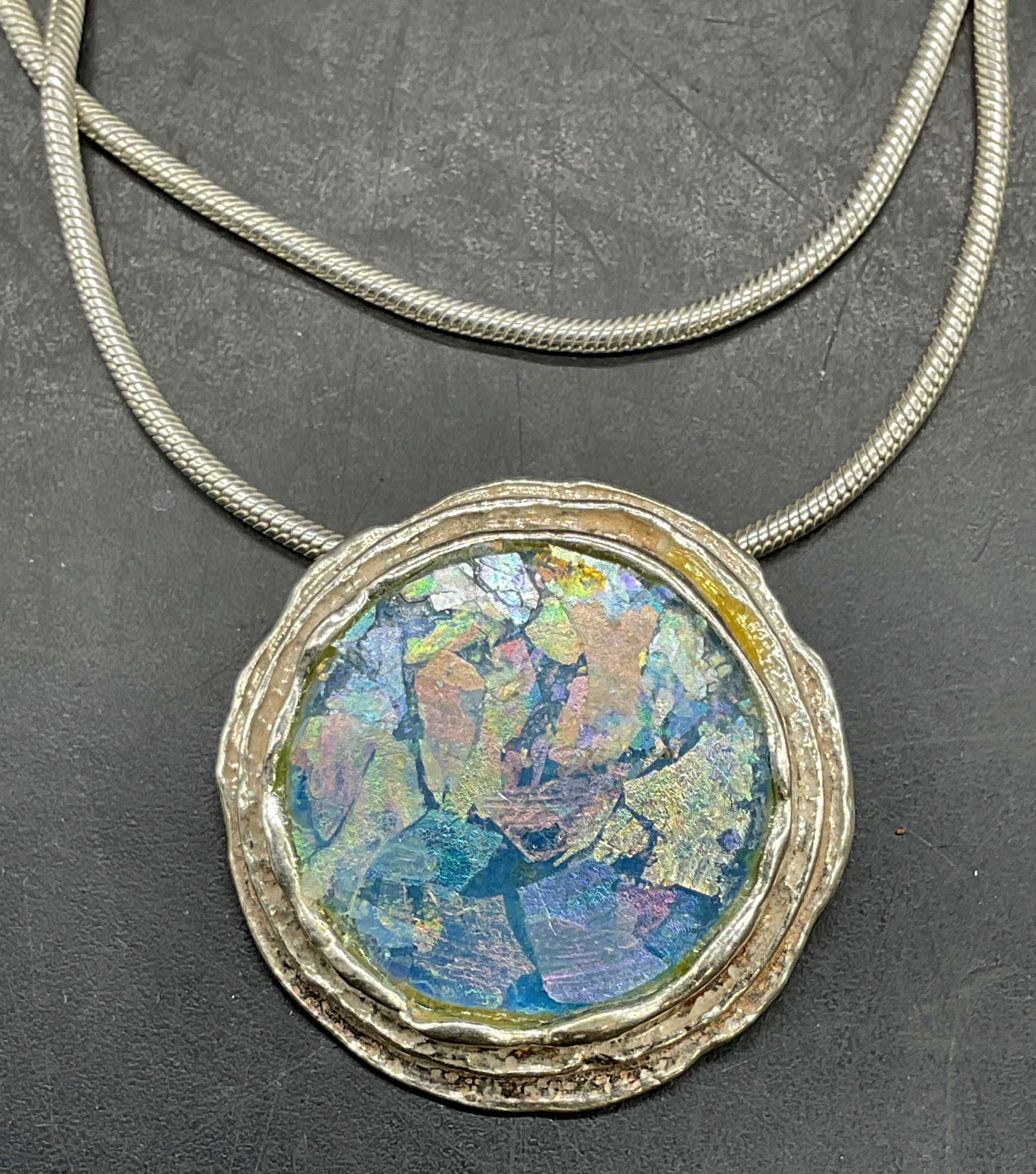 Paolo Romeo Sterling Silver Roman Glass Necklace (1 of 6)