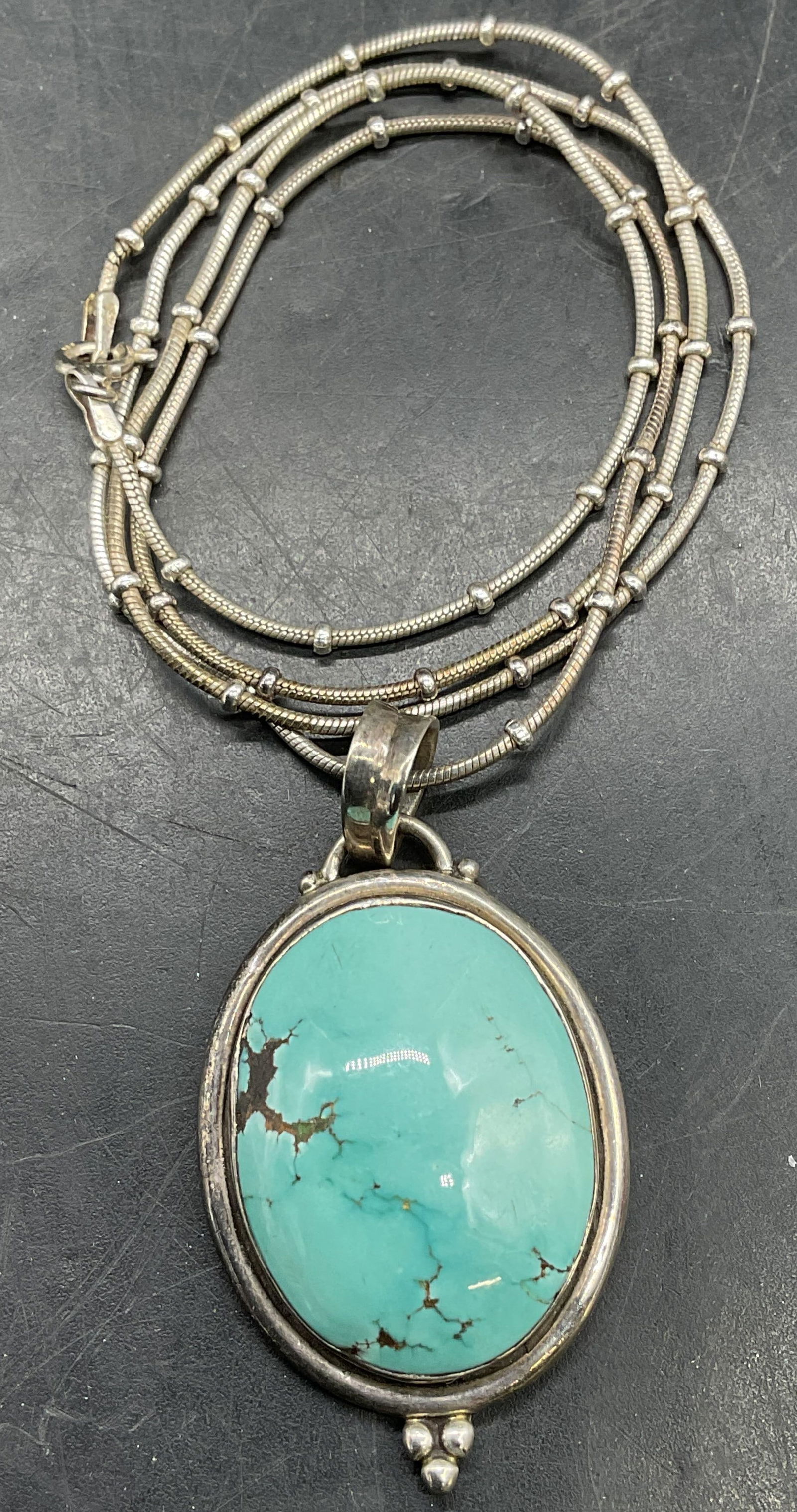 Vintage Sterling Silver Turquoise Necklace, Italy (1 of 6)