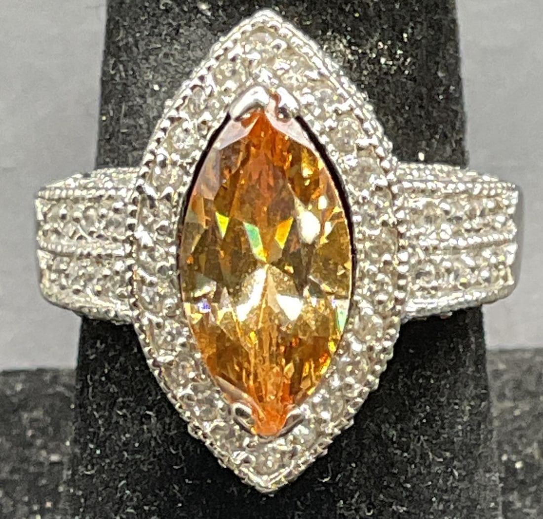 AS Sterling Silver Orange Semiprecious Ring (1 of 6)