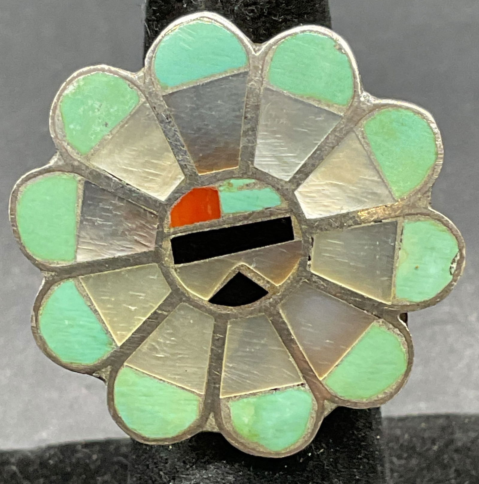 Sterling Silver Navajo Semiprecious Flower Ring (1 of 6)