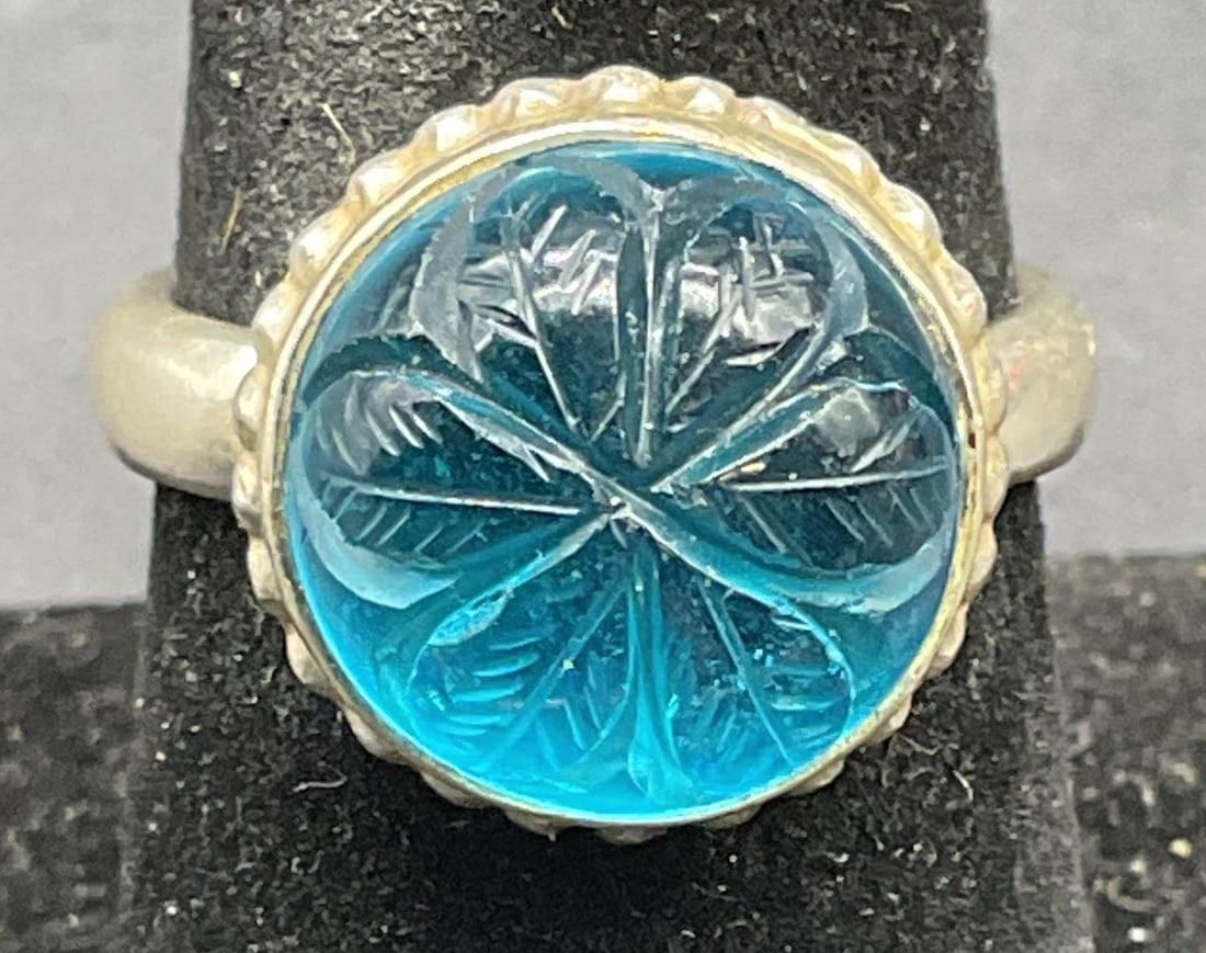 Sterling Silver Blue Semiprecious Flower Ring (1 of 6)