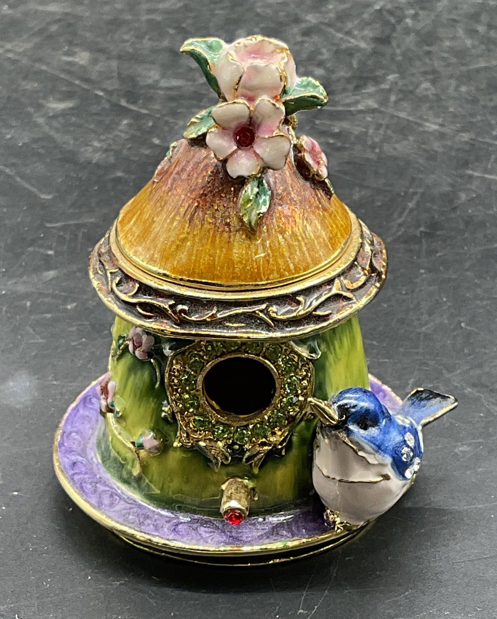 Enameled Crystal Birdhouse Trinket Box (1 of 6)