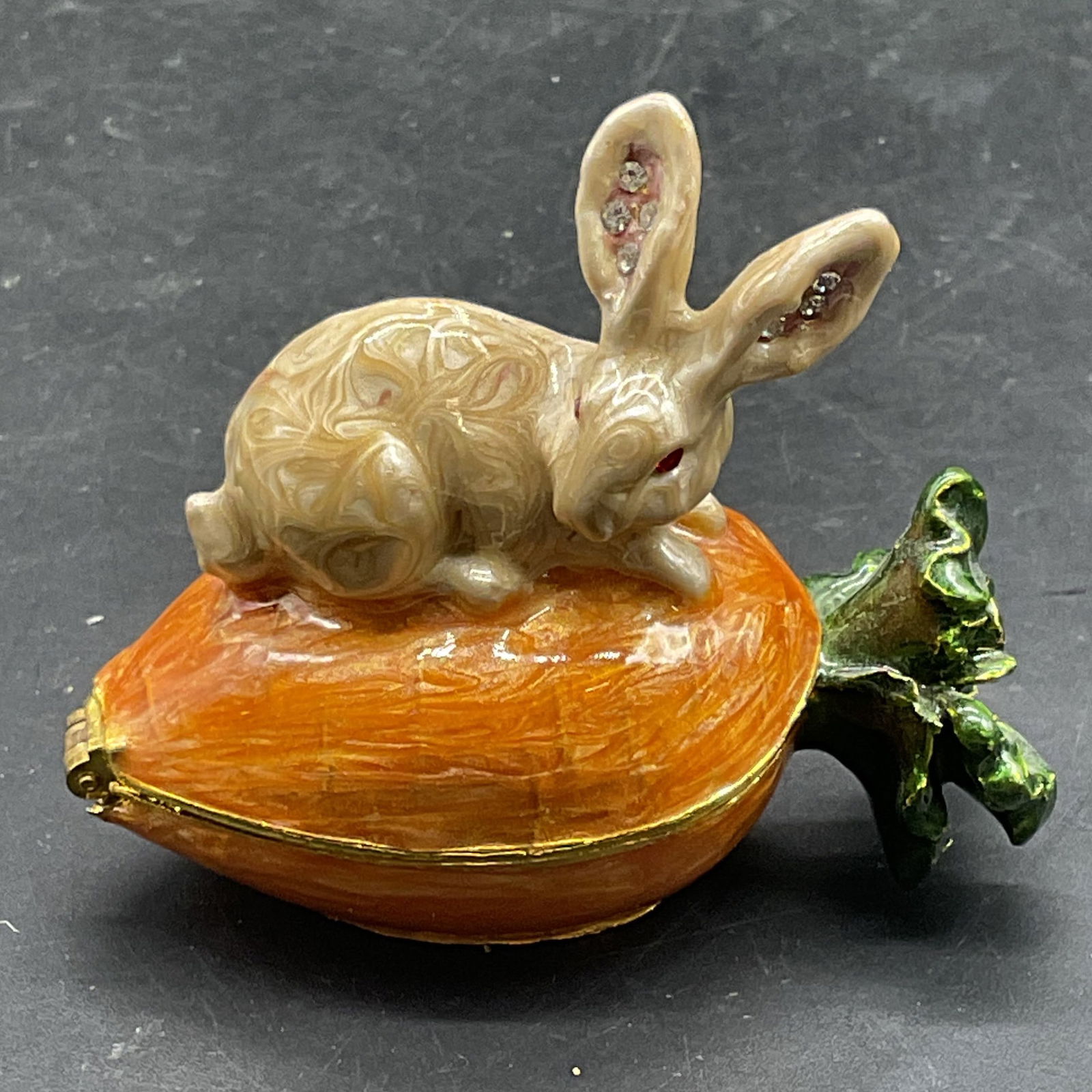 Enameled Crystal Rabbit & Carrot Trinket Box (1 of 6)