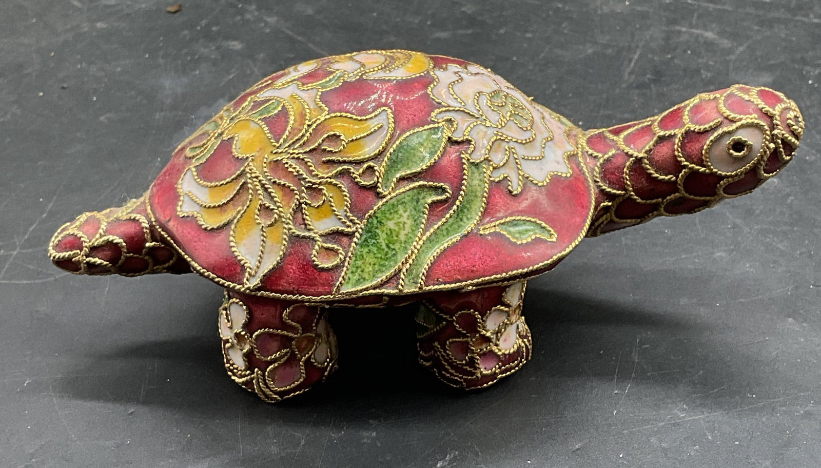 Gold Tone Cloisonne Enamel Turtle Figurine (1 of 6)