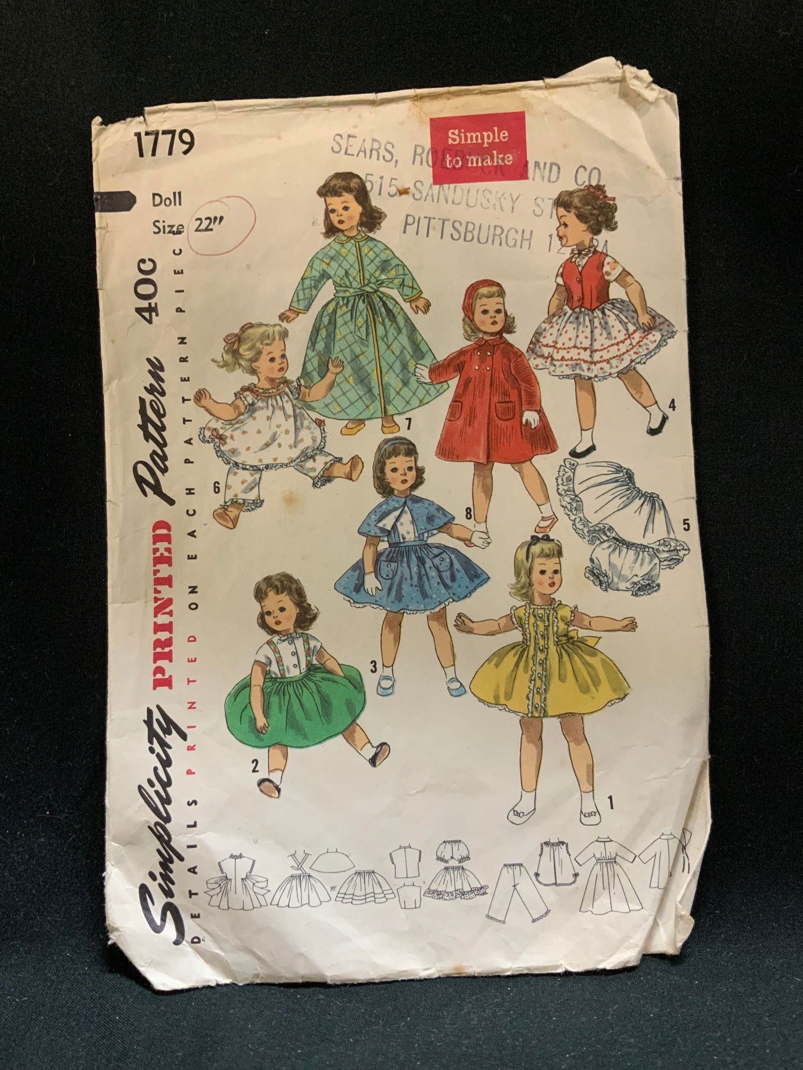 Vtg Simplicity Printed Sewing Pattern 22in - 2