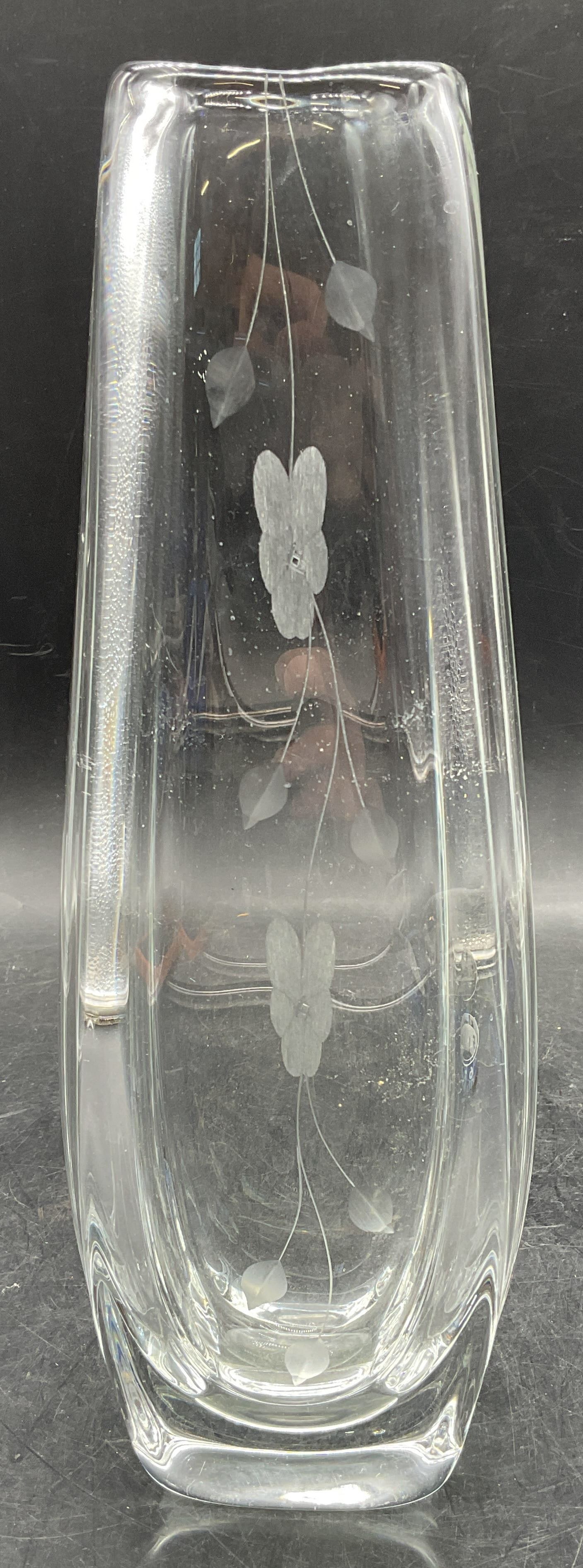 Vintage Carved Glass Floral Vase (1 of 6)