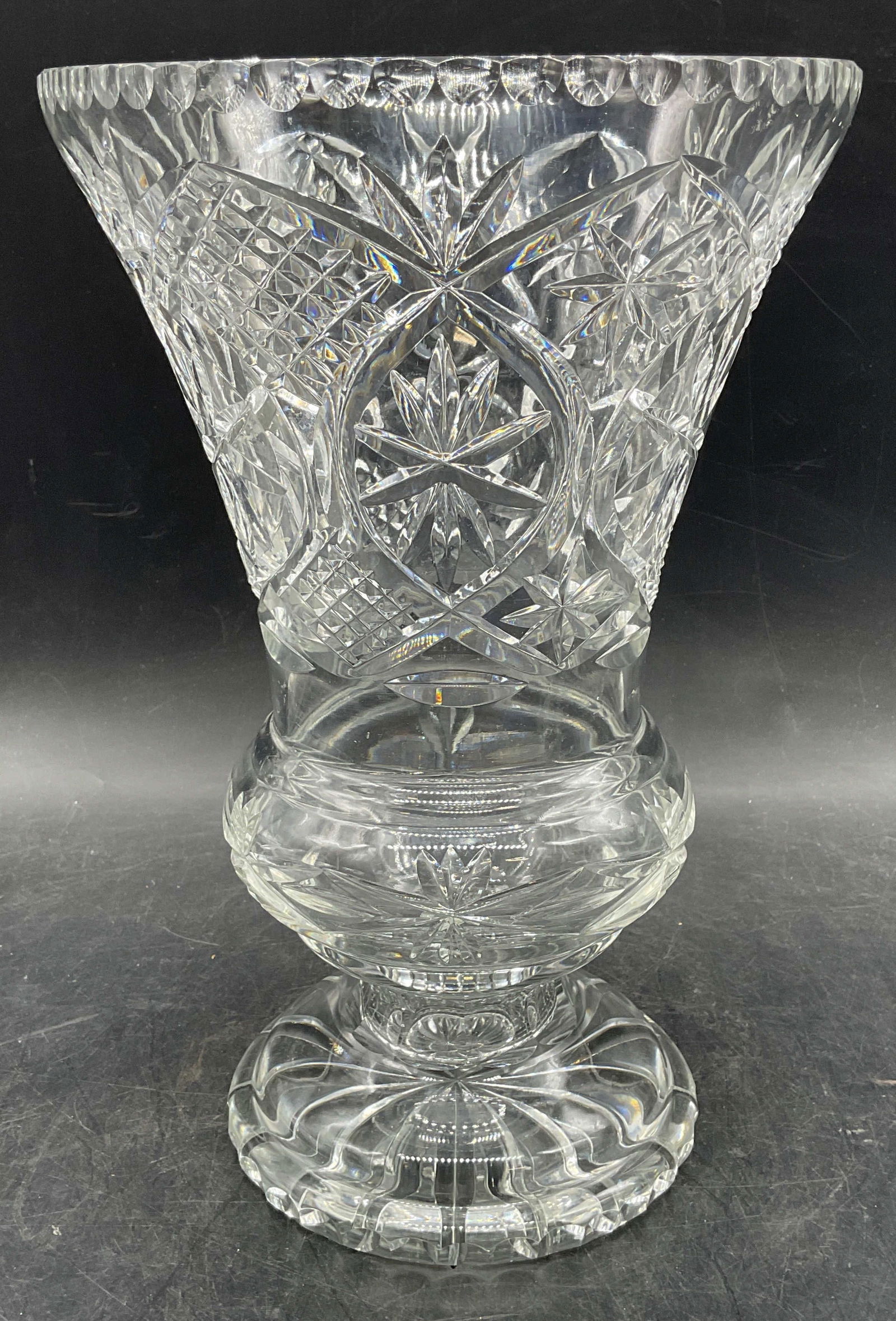Vintage Cut Crystal Pedestal Footed Vase (1 of 6)