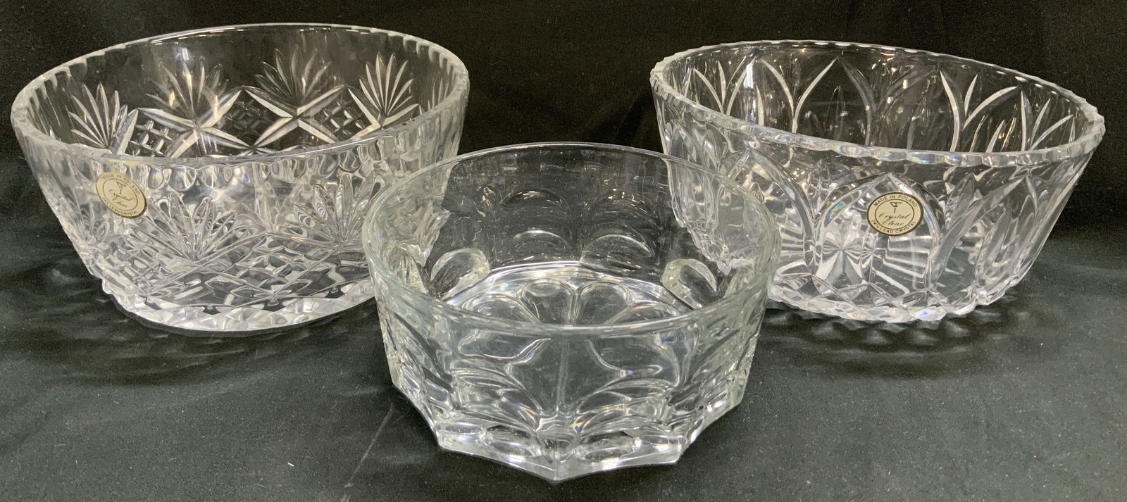 Lot 3 Clear Lead Crystal & Glass Bowls POLAND (1 of 8)