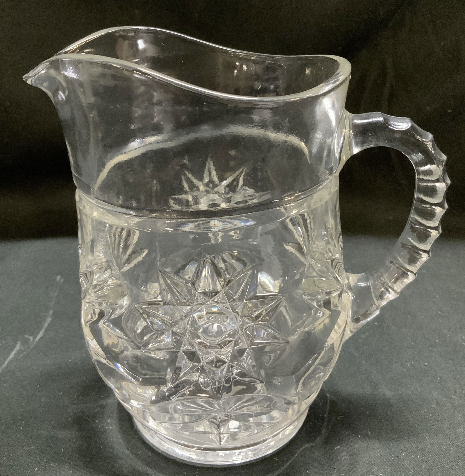 Vntg Clear Pressed Glass Star of David Pitcher (1 of 6)