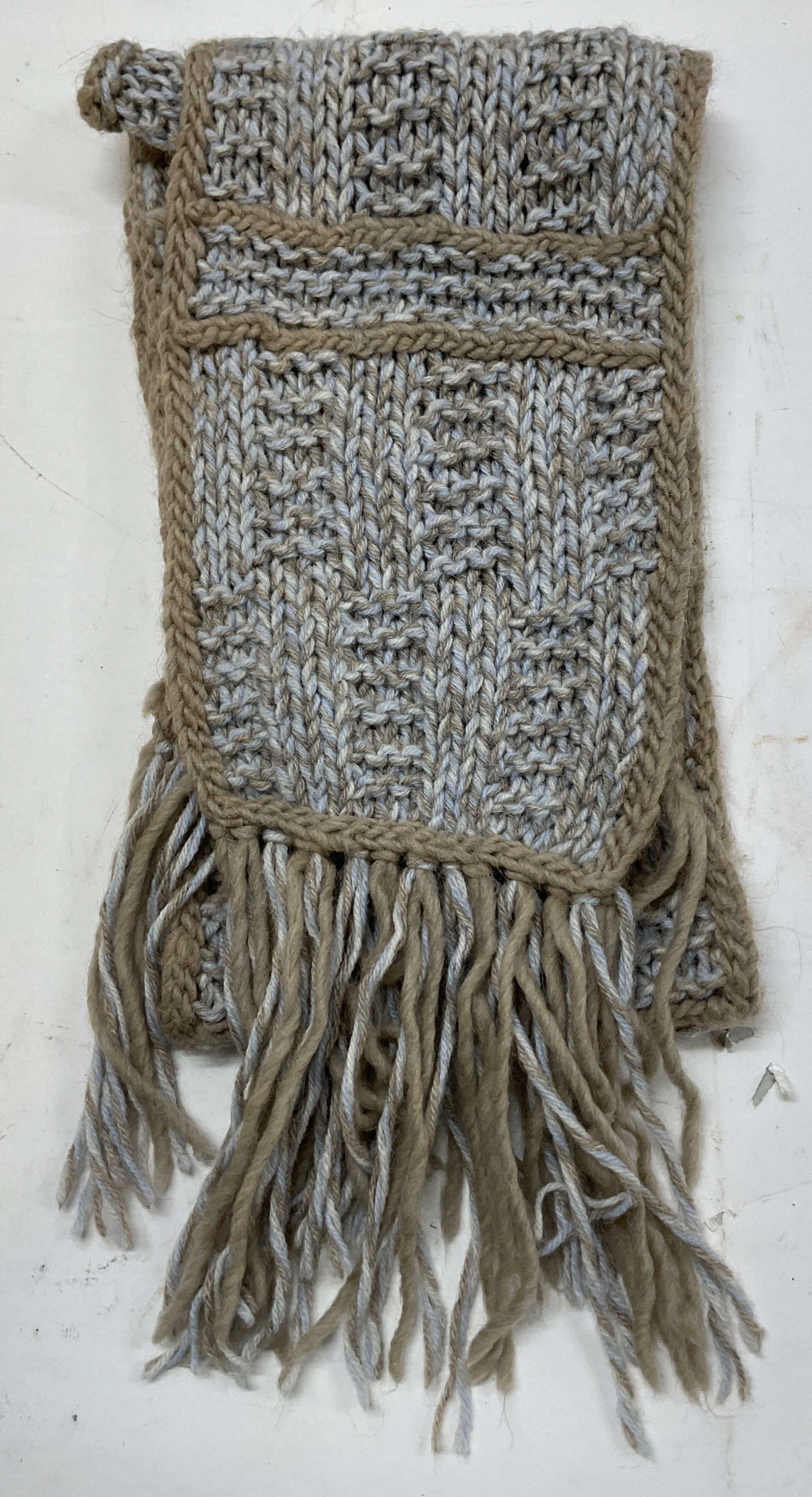 Especially For You Blue & Grey Knit Fringed Scarf (1 of 8)