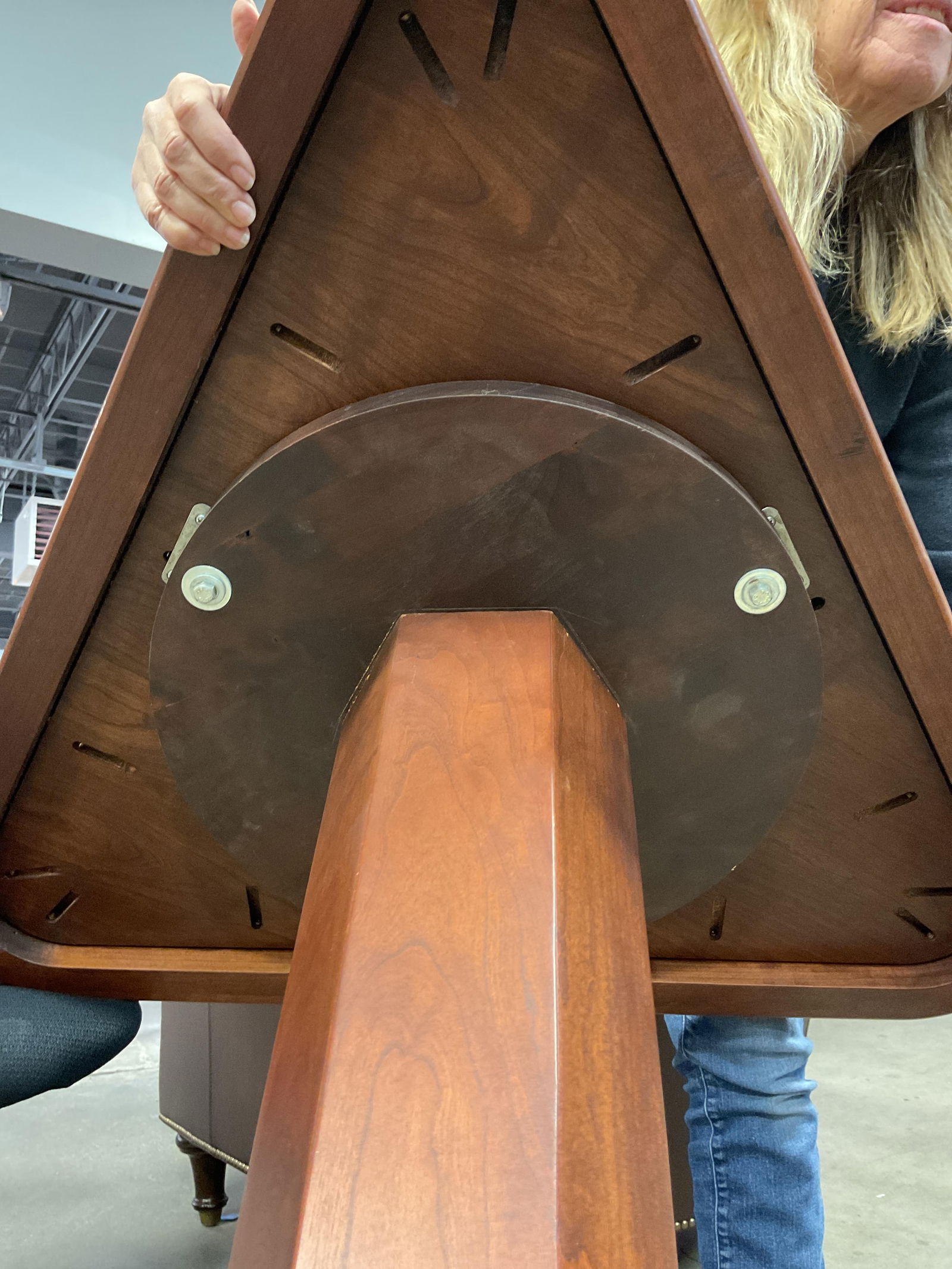 Two Toned Wood Triangular Bar Table - 9