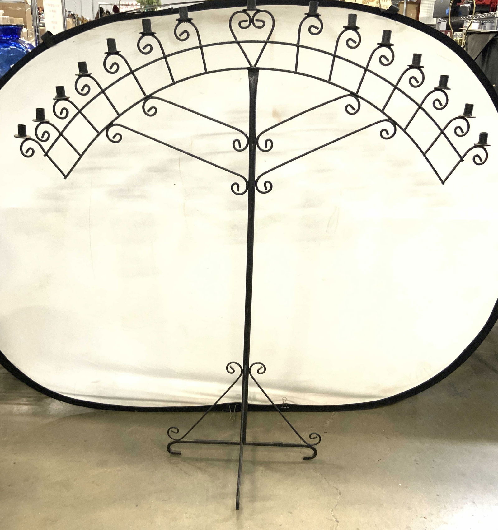 Vntg Wrought Iron Arch Fan Candelabra 56in (1 of 8)