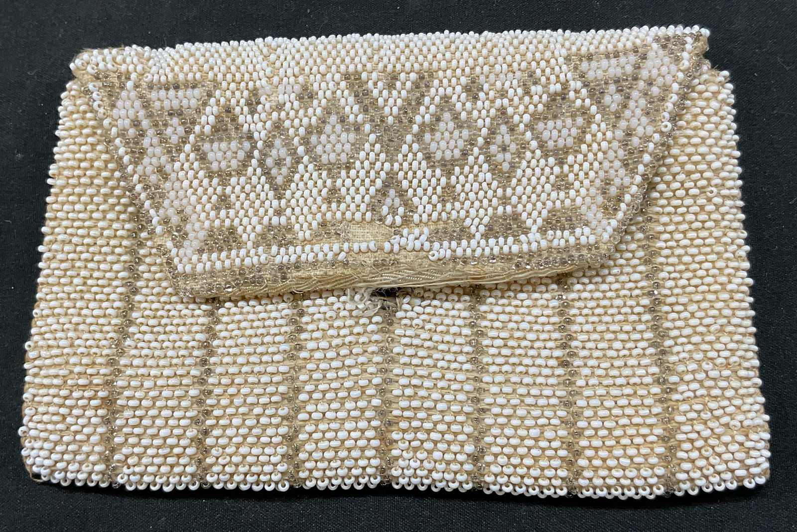 Vintage White Beaded Clutch Purse (1 of 9)