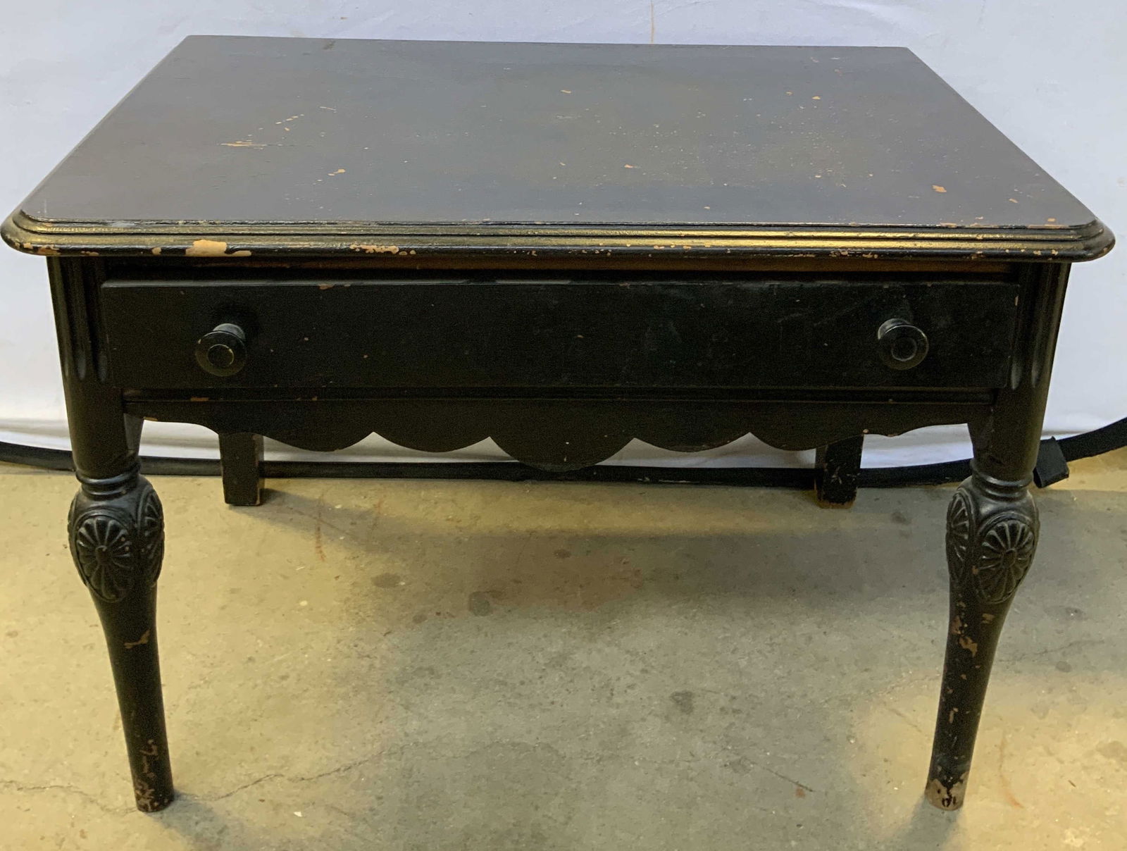 Vtg Black Wooden Small Table W Drawer (1 of 6)