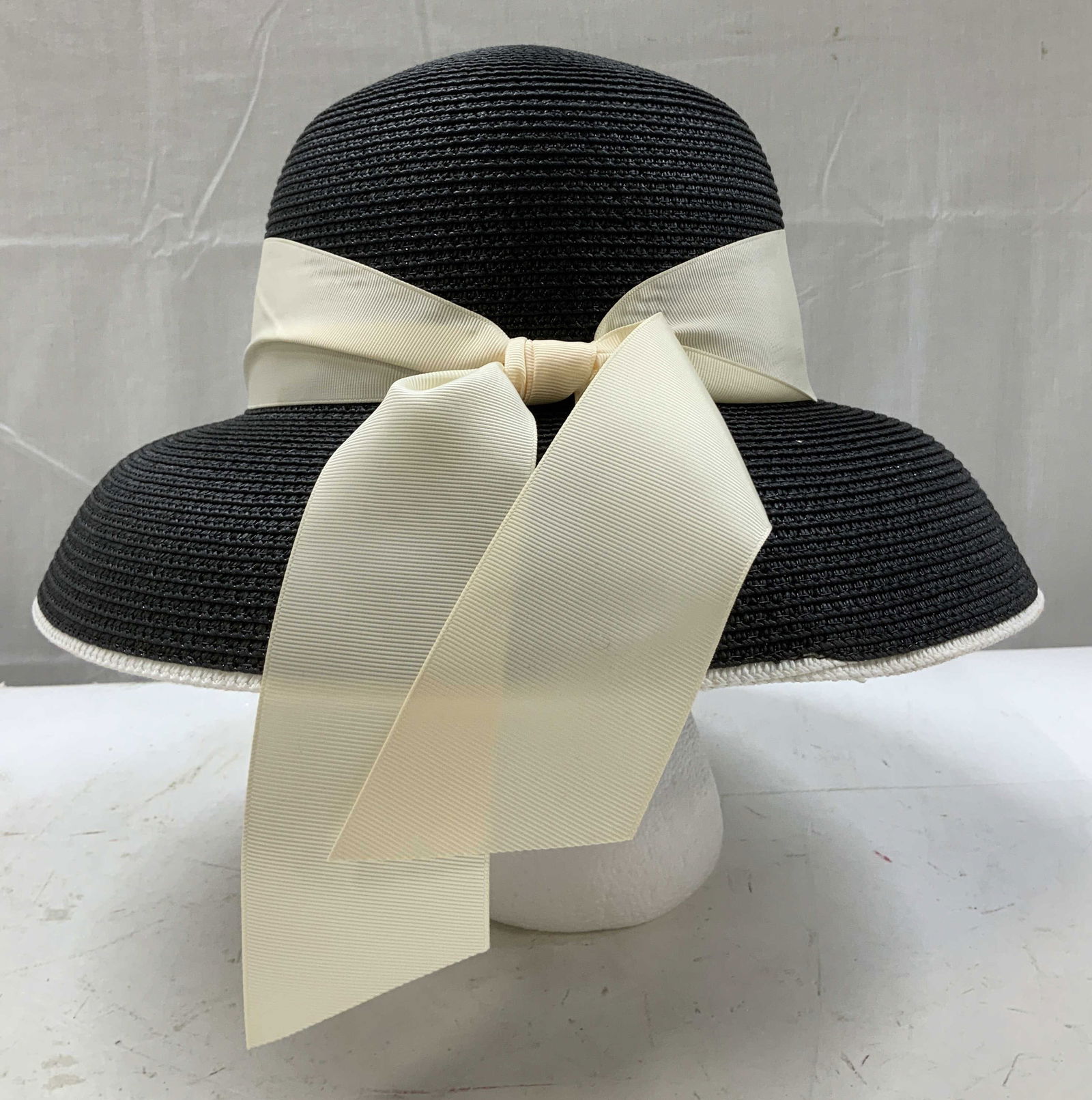 SURELL Black Wide Brim Sun Hat W Bow Accent (1 of 7)