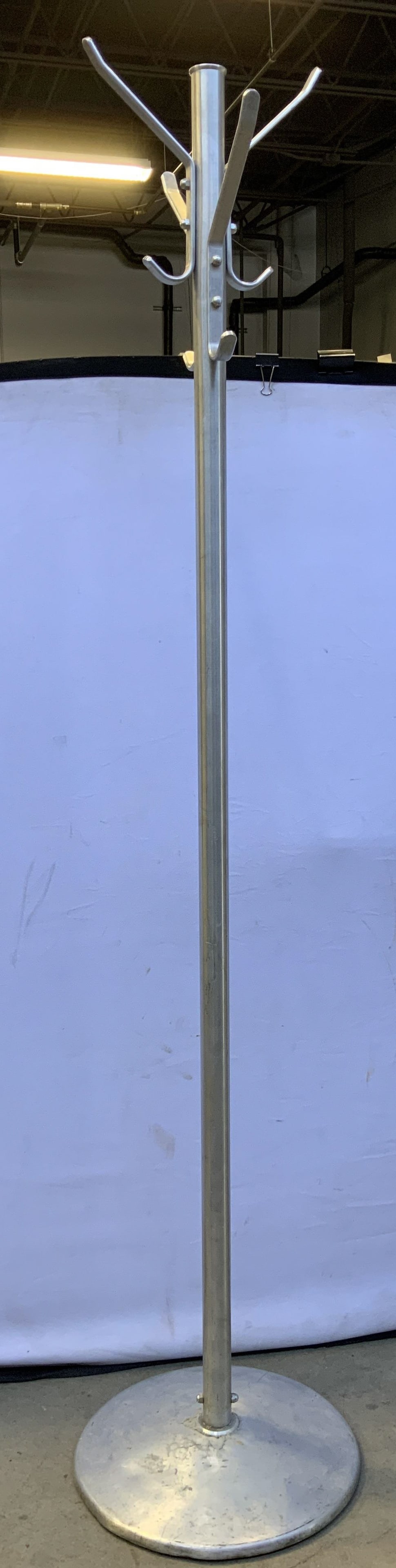 Modern Silver Toned Metal Coat Rack 69.2in (1 of 6)