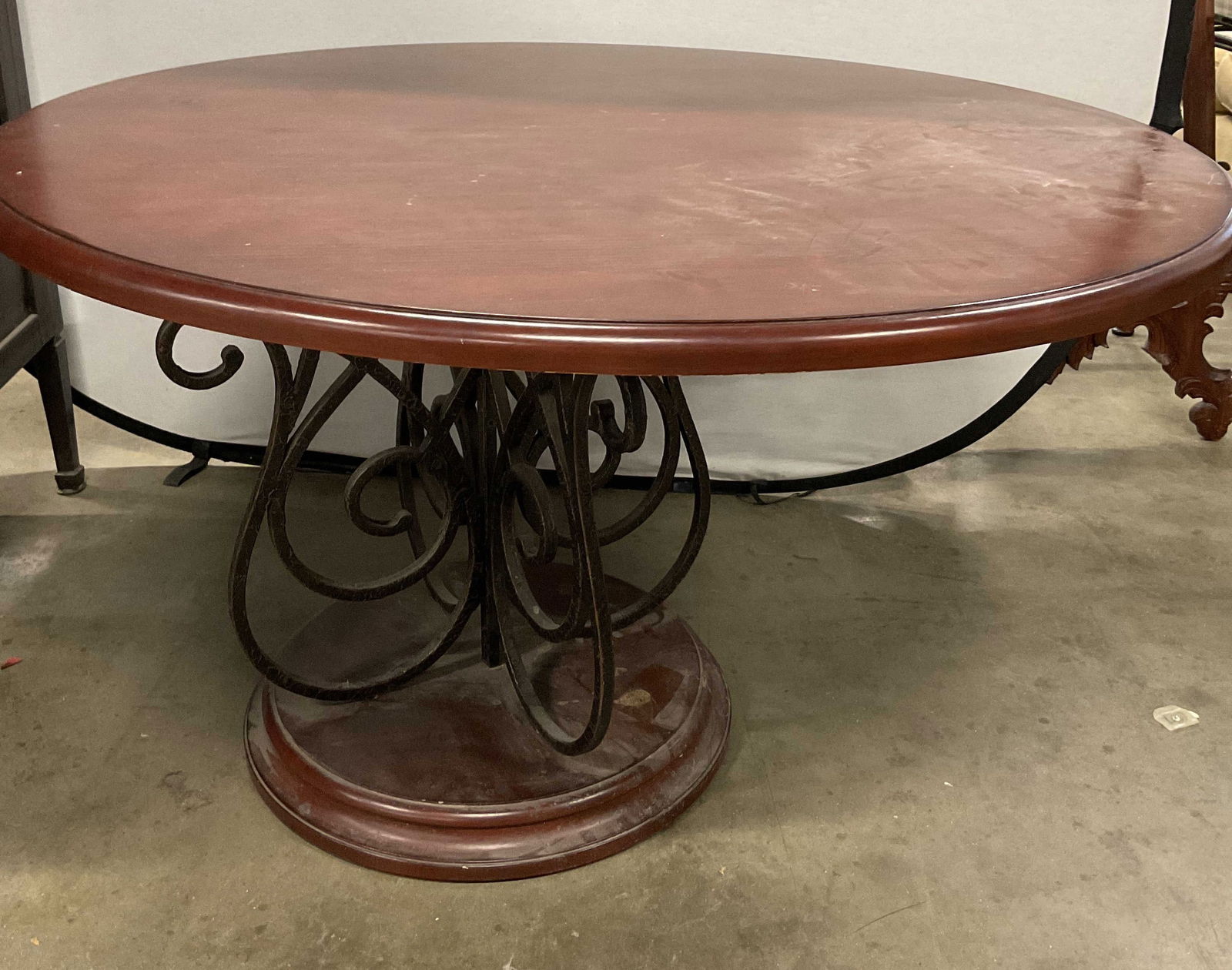 Vintage Wooden & Metal Round Dining Table (1 of 7)